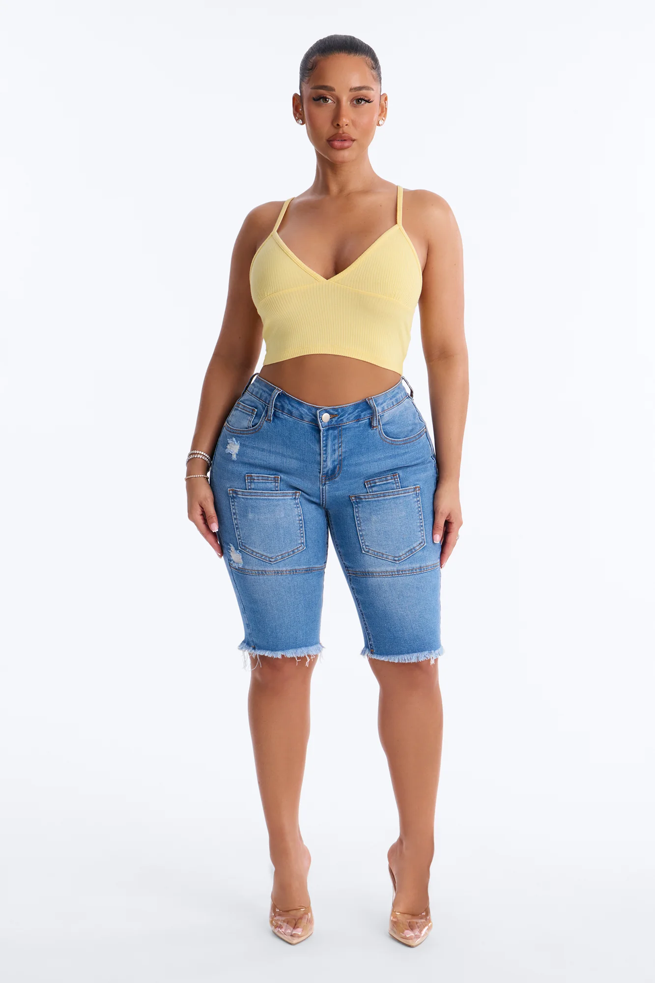 Ellie V Neck Cami Top - Butter Yellow - Image 2