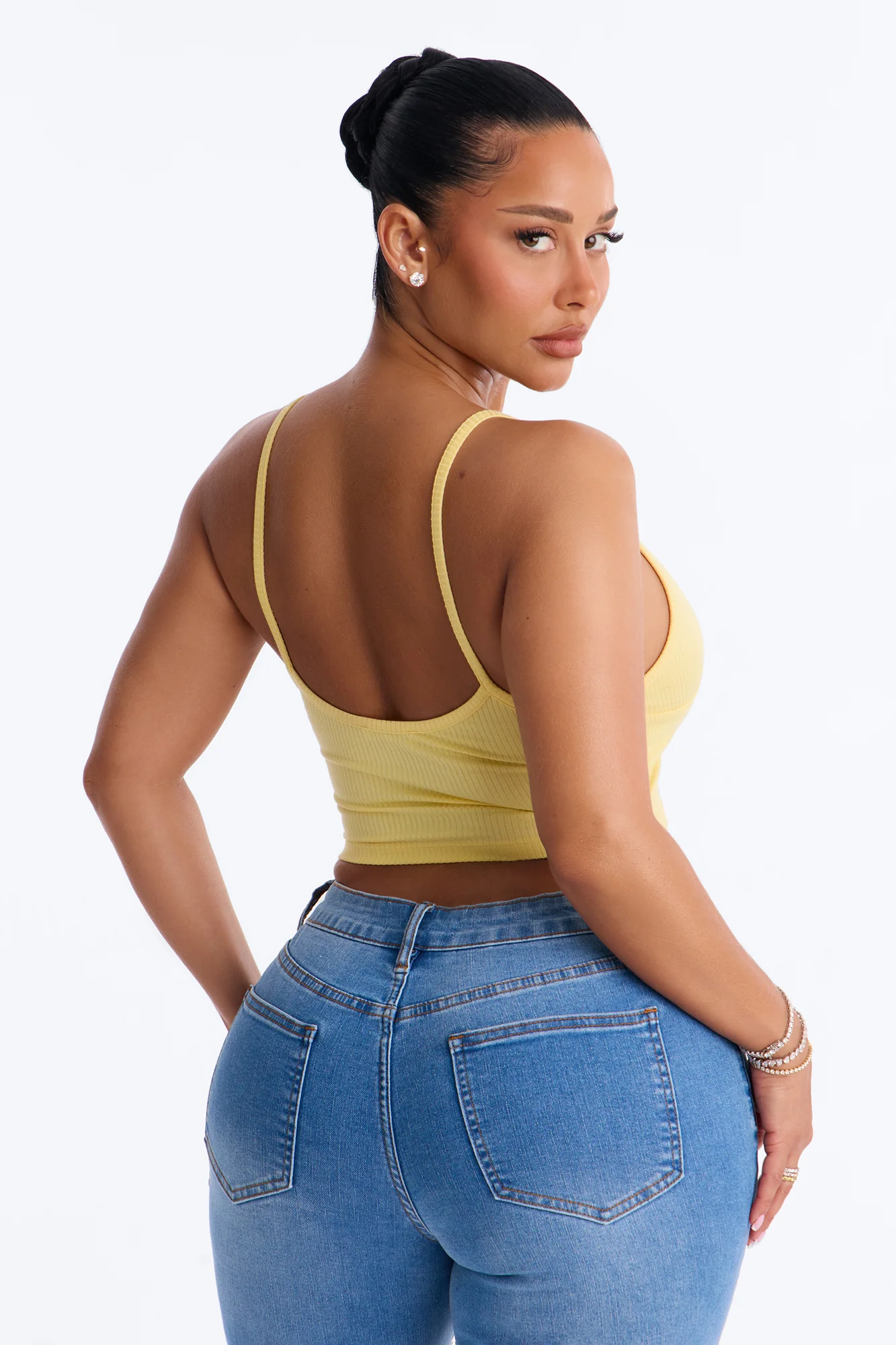 Ellie V Neck Cami Top - Butter Yellow - Image 4