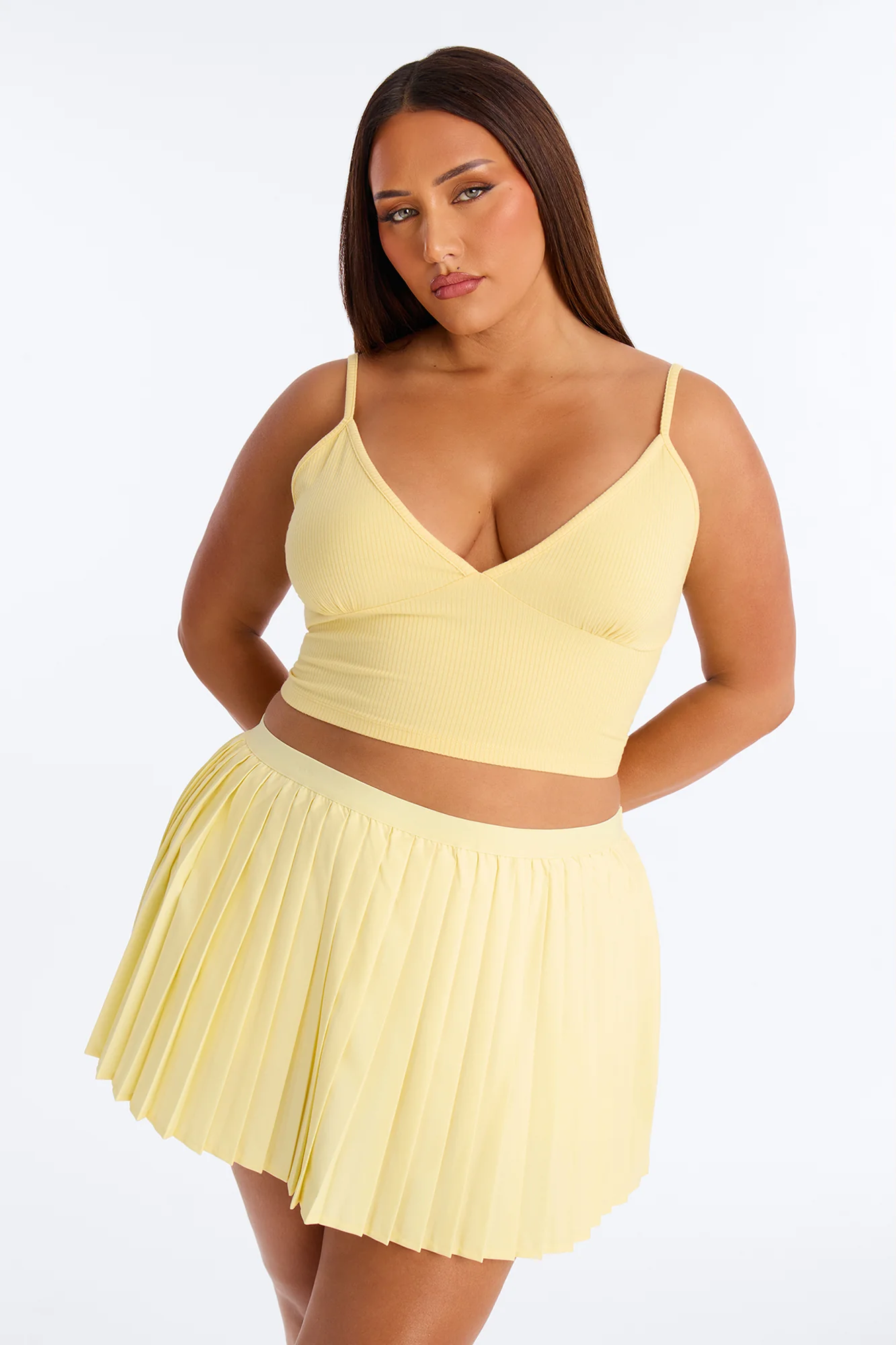 Ellie V Neck Cami Top - Butter Yellow - Image 5