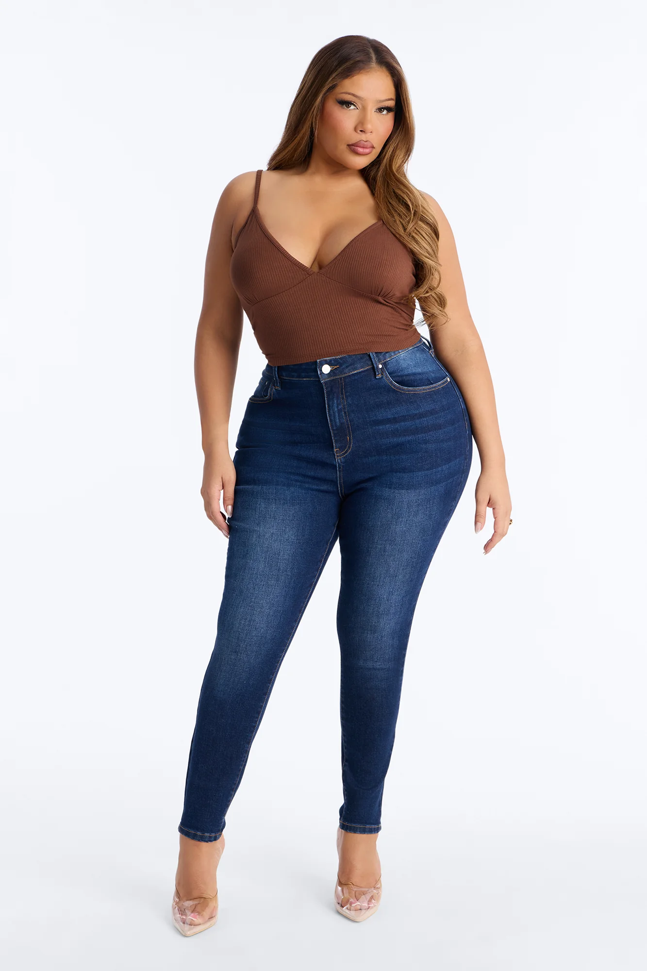 Ellie V Neck Cami Top - Chocolate - Image 5