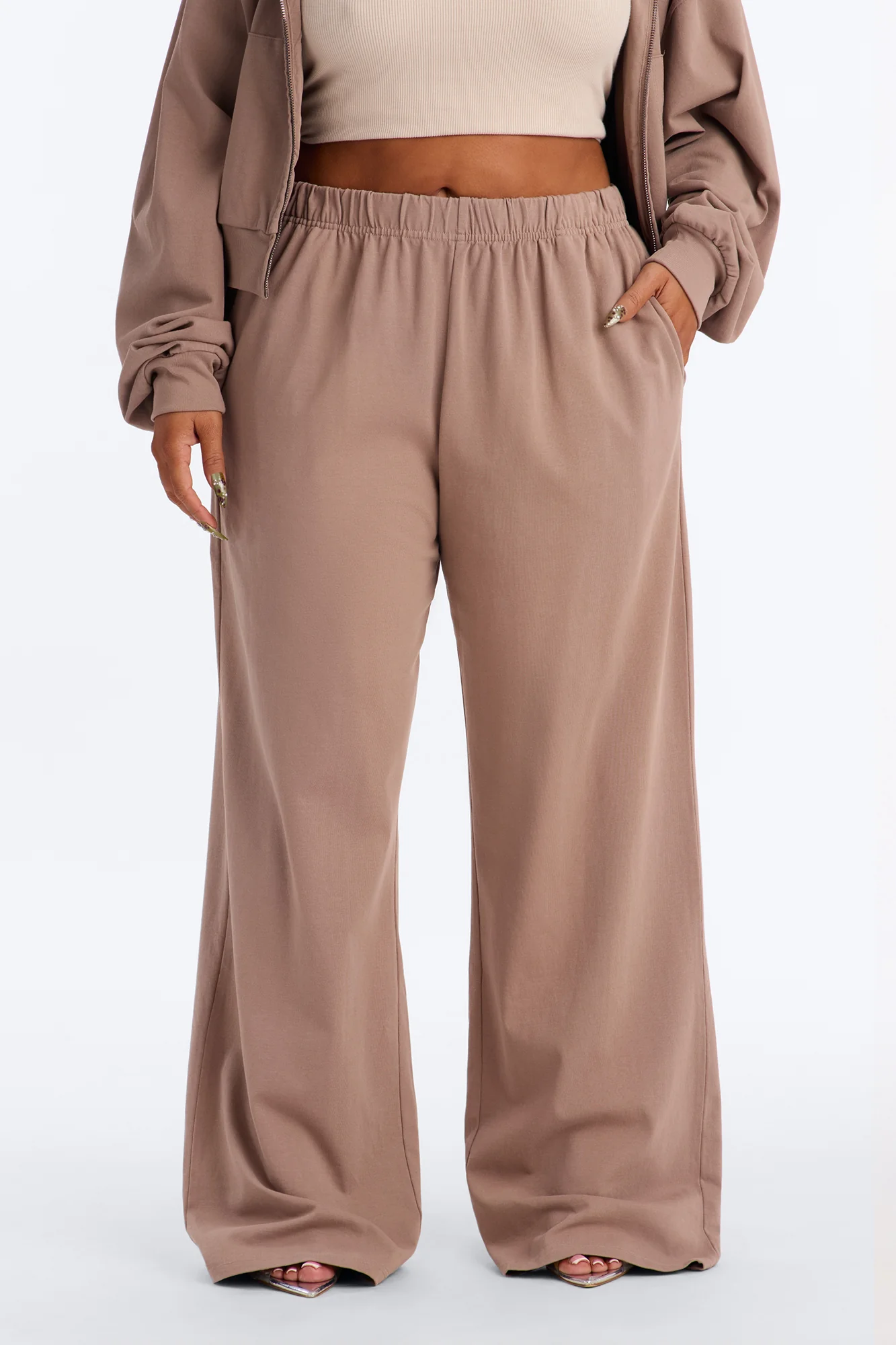 Ellie Wide Leg Pull On Pant - Taupe - Image 5