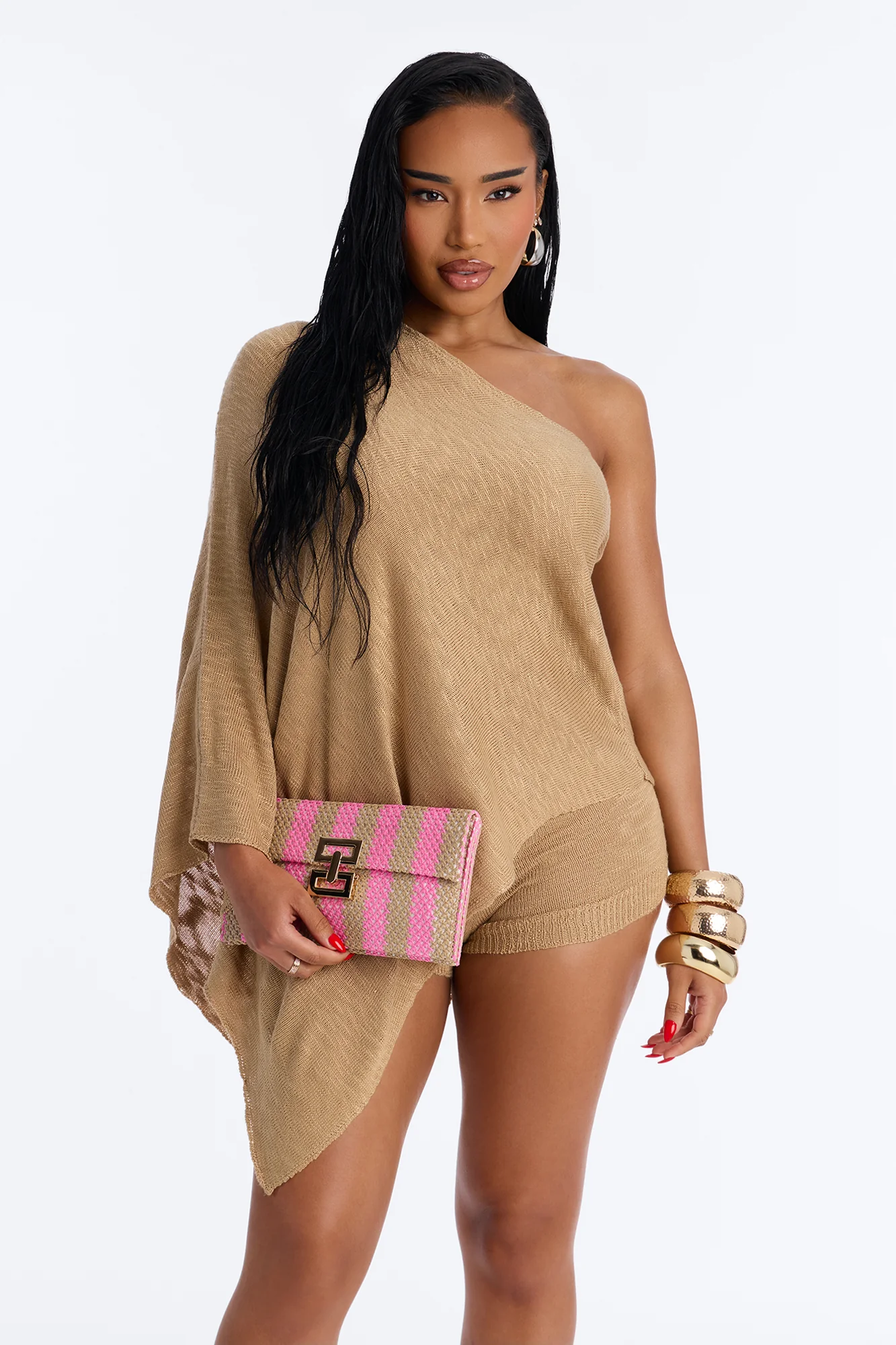 Elodie Straw Clutch - Pink/combo - Image 2