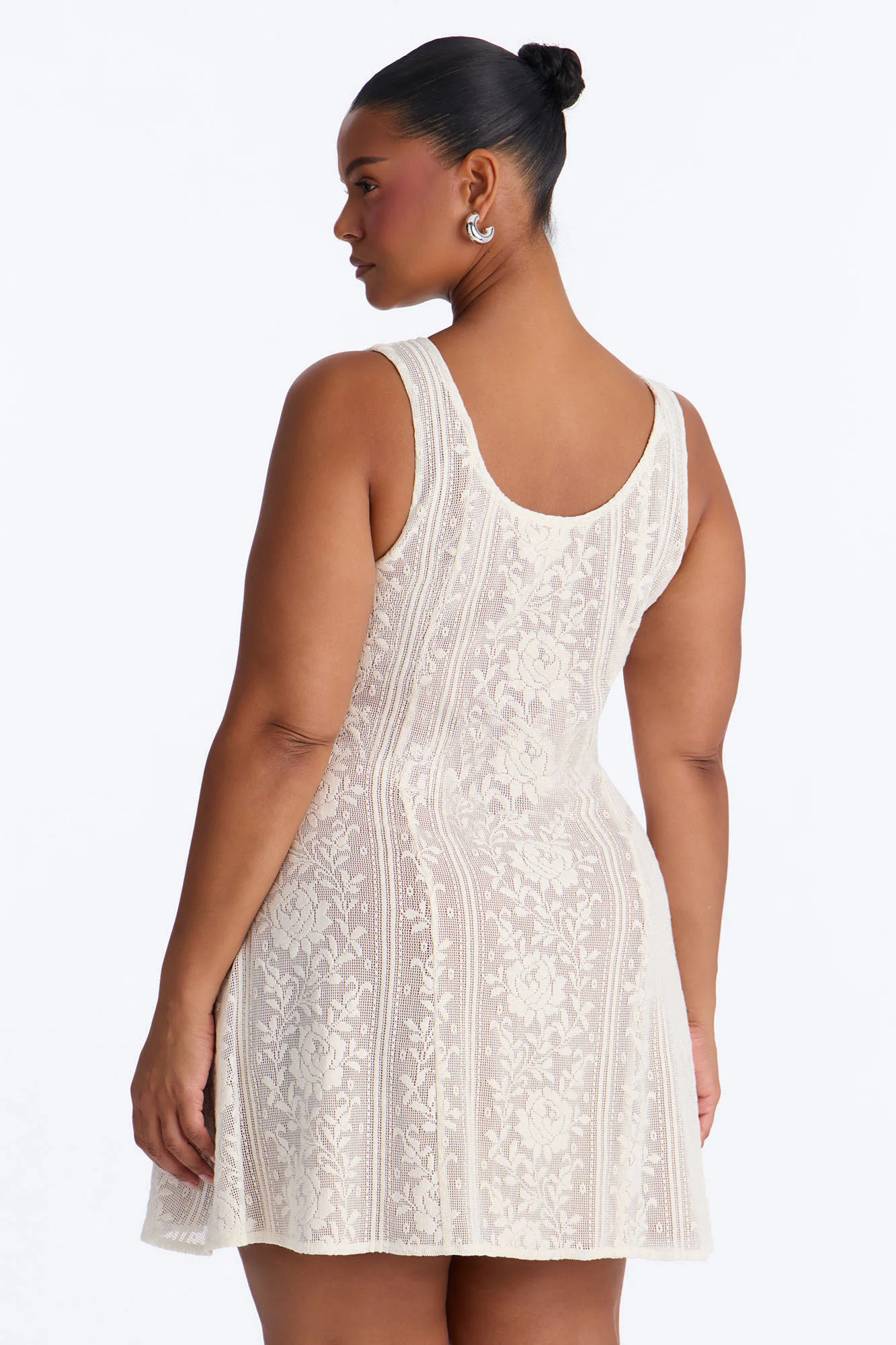 Eloise Sleeveless Lace Mini Dress - Cream - Image 8