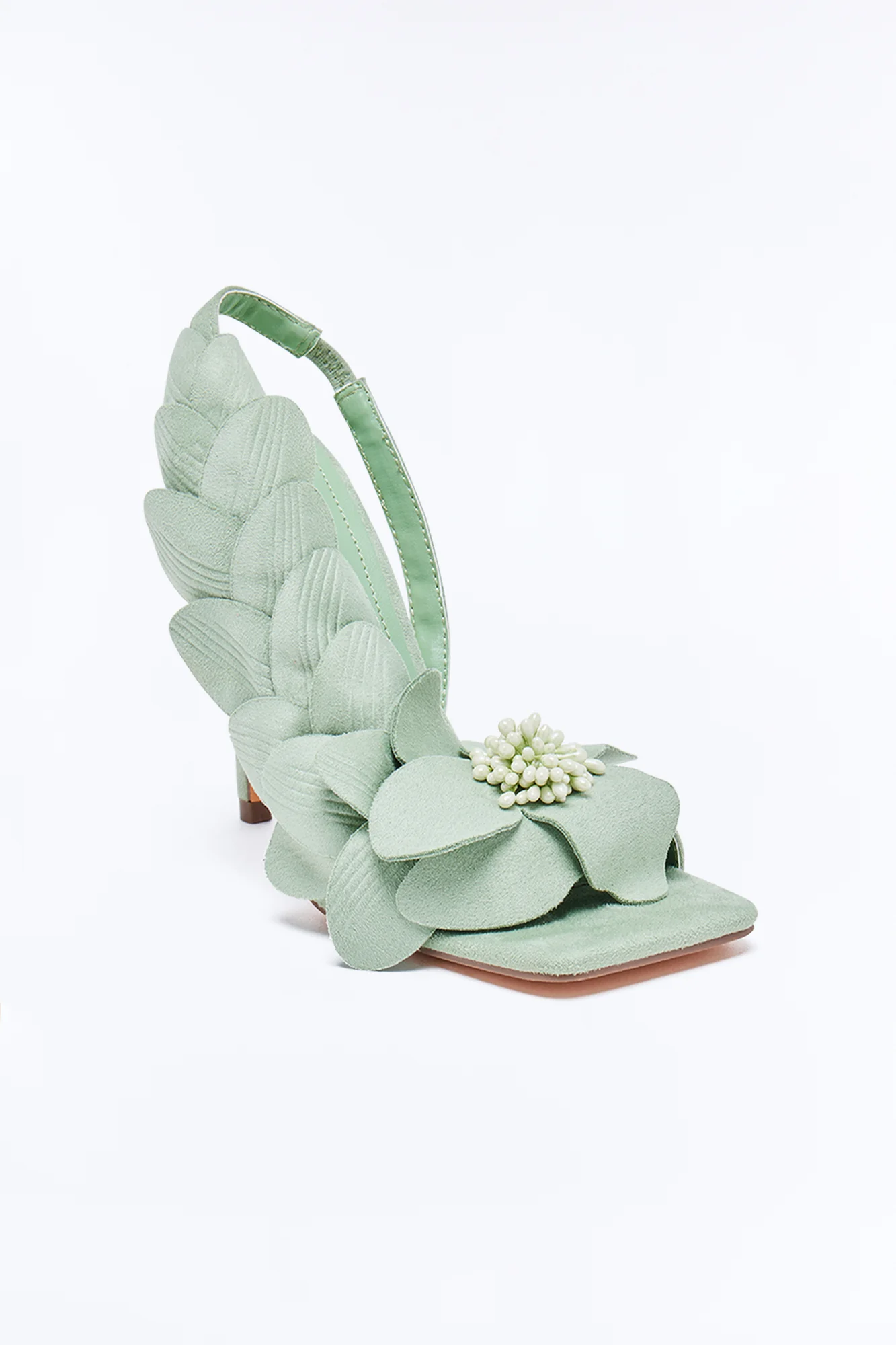Elopement Flower Slingback Heels - Green - Image 2
