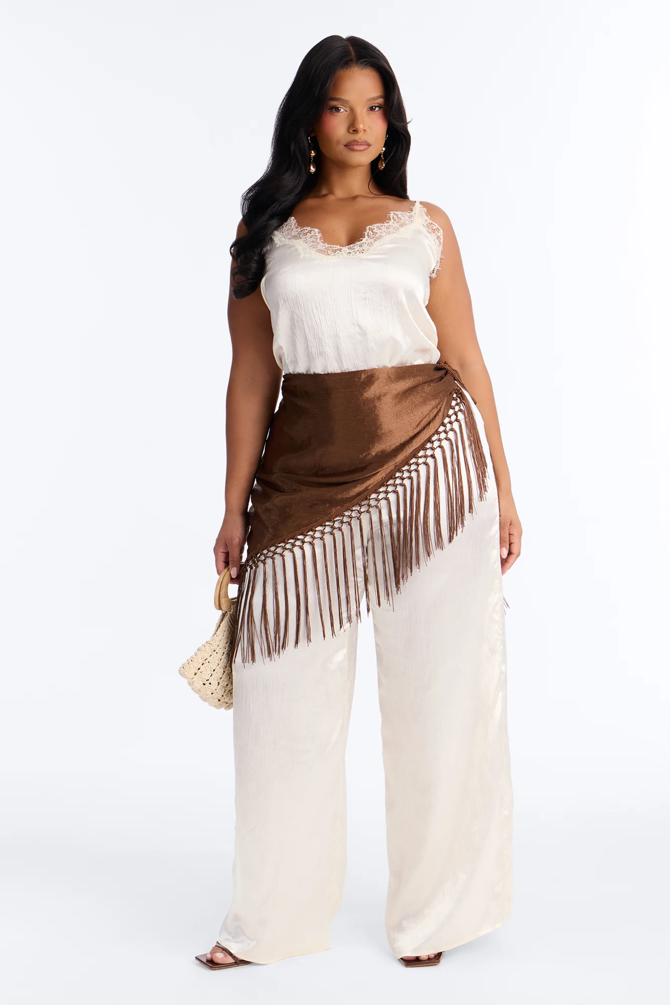Elsa Satin Waist Scarf Jumpsuit - Ivory - Image 5
