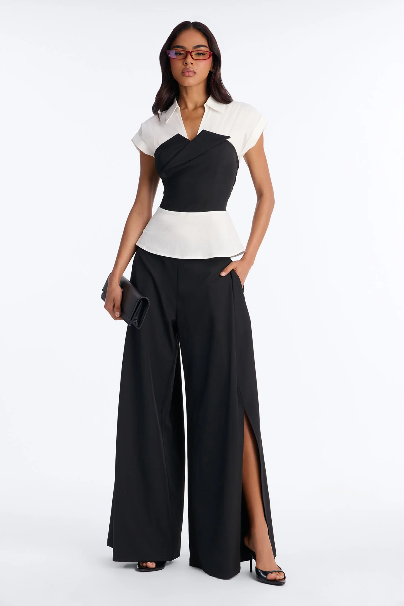 Elsa Wide Leg Pant Set - Black