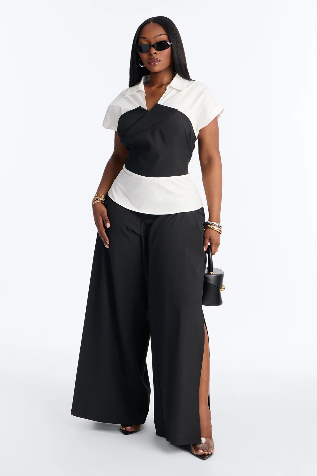 Elsa Wide Leg Pant Set - Black - Image 5