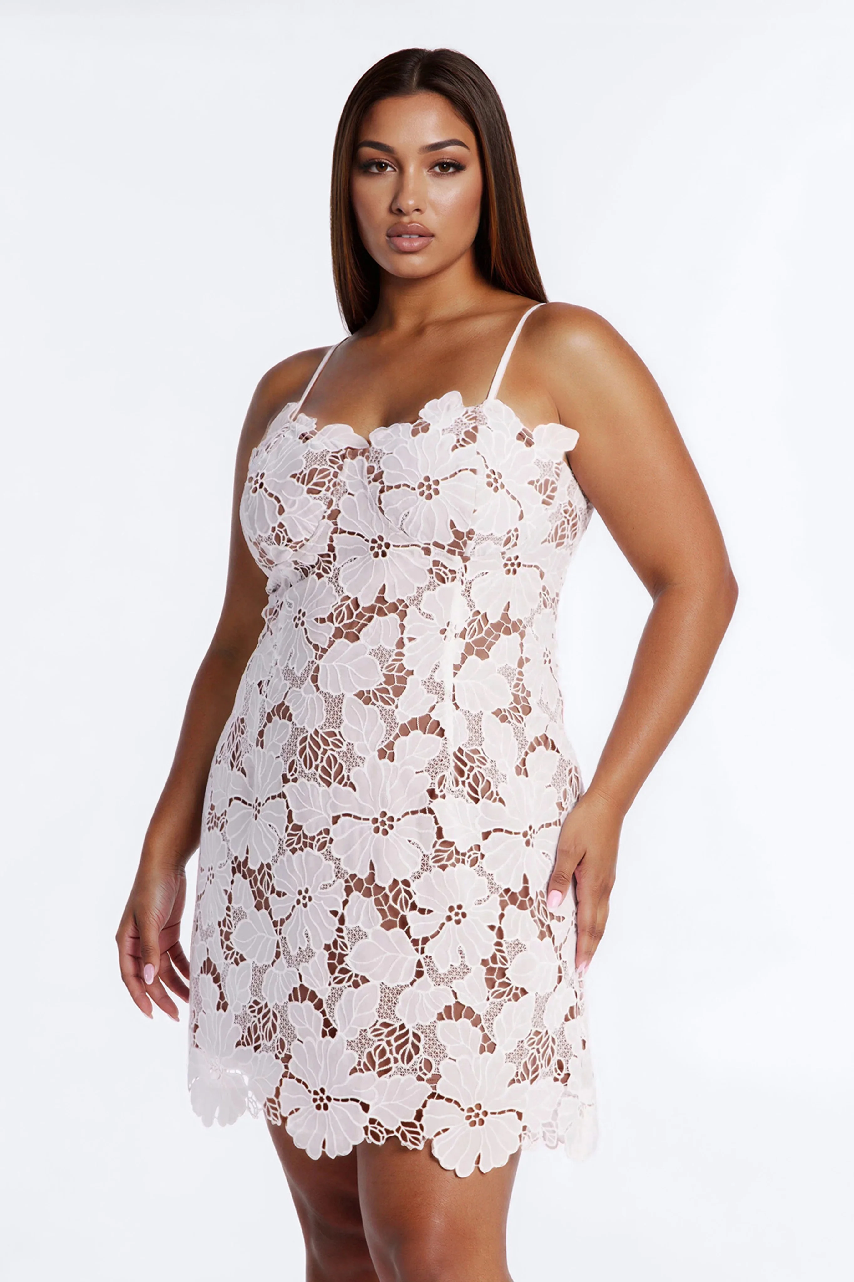 Elsie Lace Mini Dress - White - Image 5