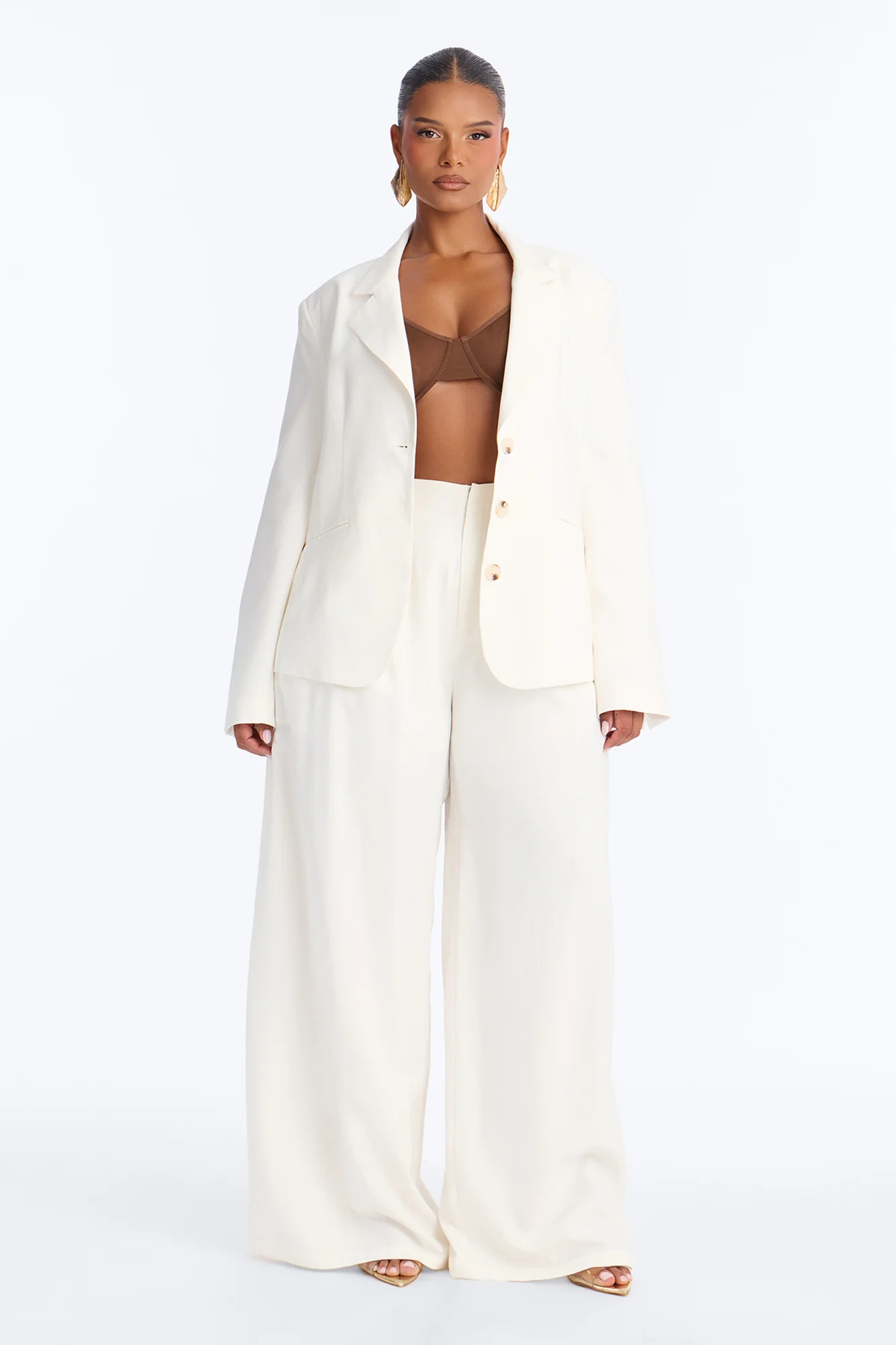 Elyse Linen High Rise Pleated Trousers - White - Image 5