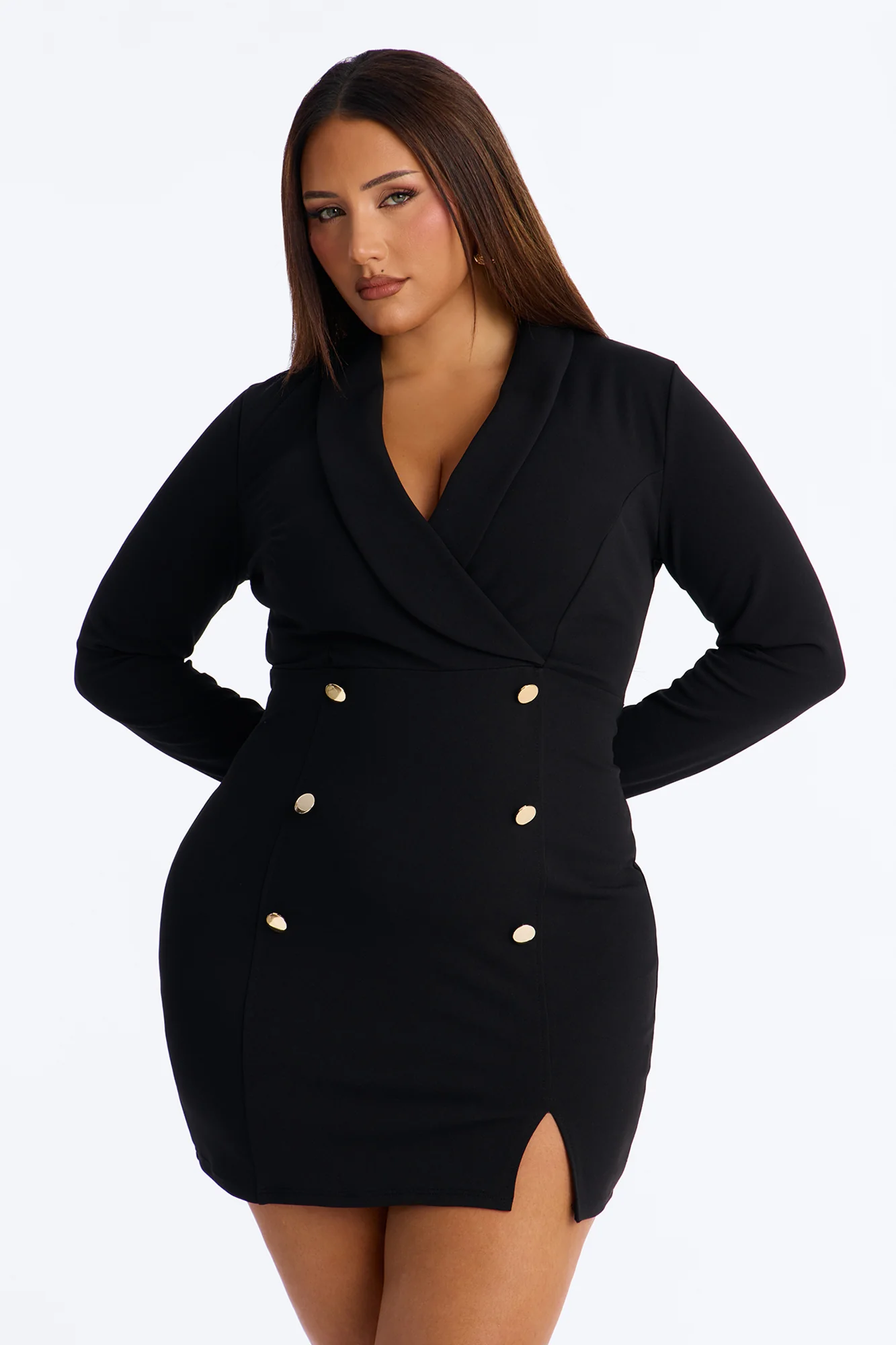 Ember Long Sleeve Blazer Mini Dress - Black - Image 6