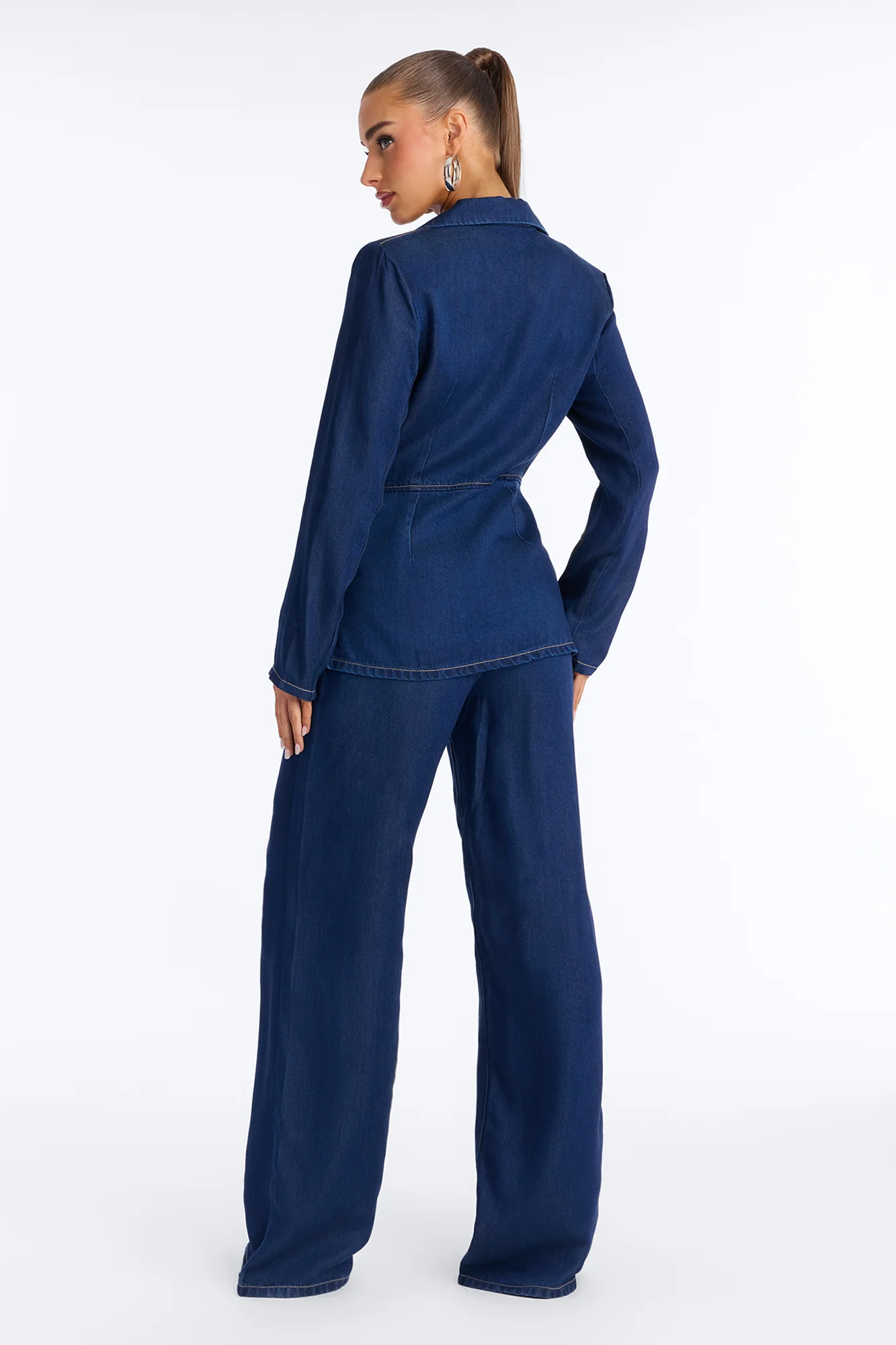 Emerlyn Wrap Blazer Pant Set - Dark Wash - Image 4