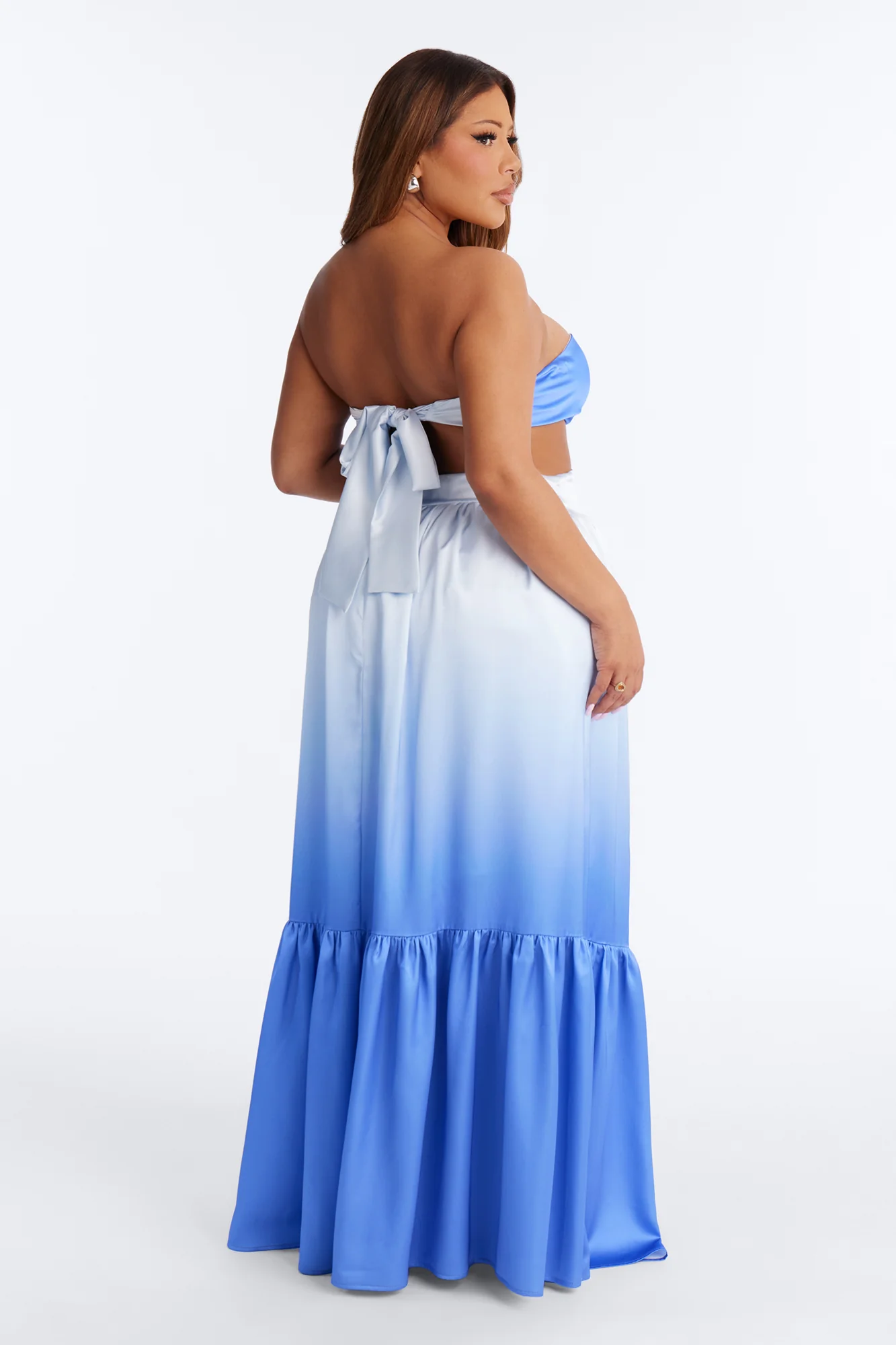 Emerson Ombre Satin Gown - Blue/combo - Image 7