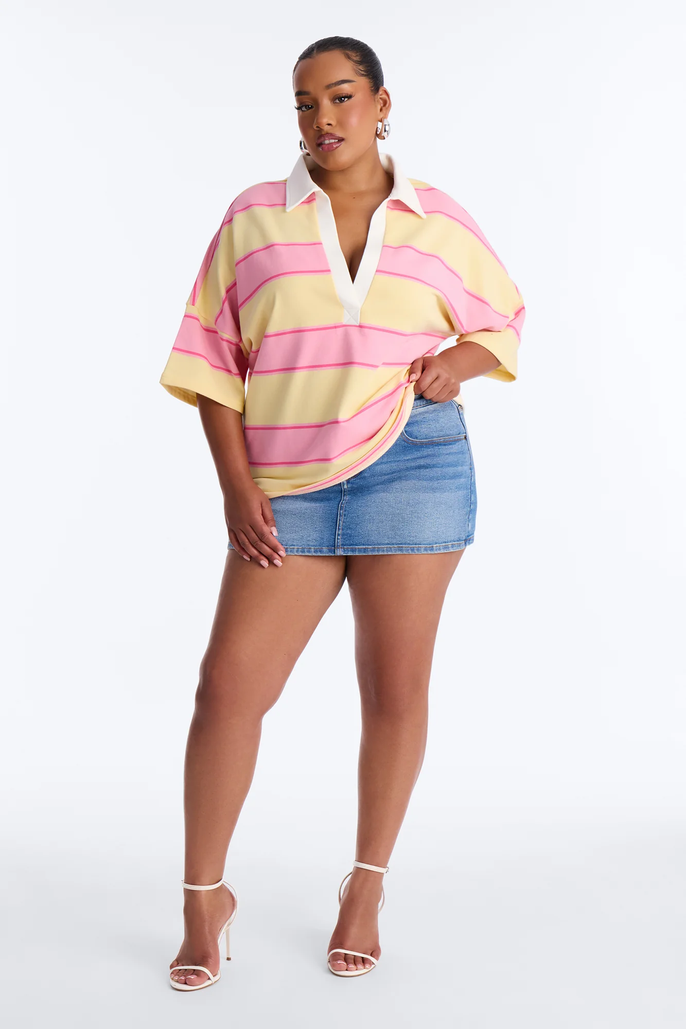 Emerson Striped Short Sleeve Polo Top - Yellow/combo - Image 5