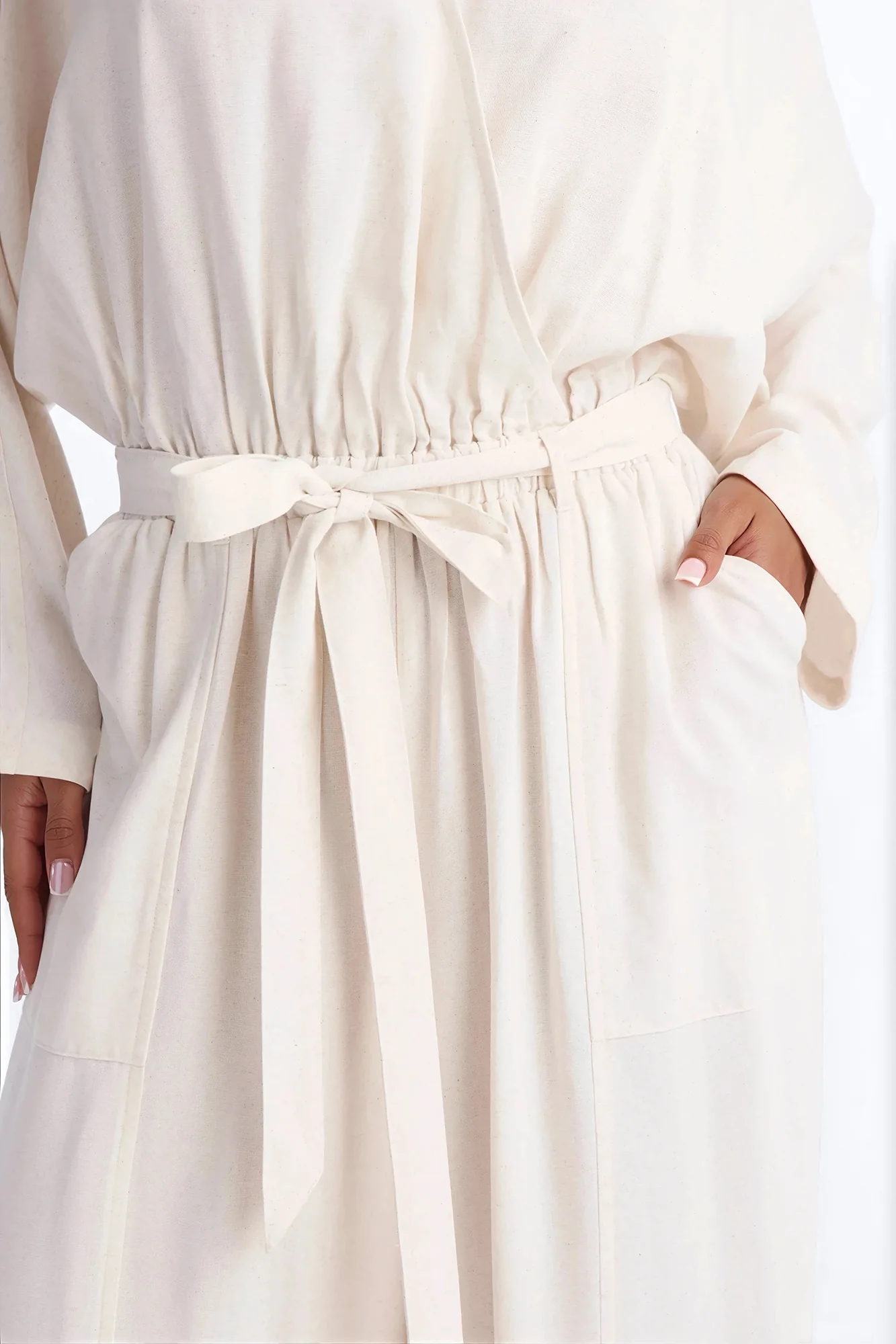 Emery Linen Straight Leg Jumpsuit - Cream - Image 3
