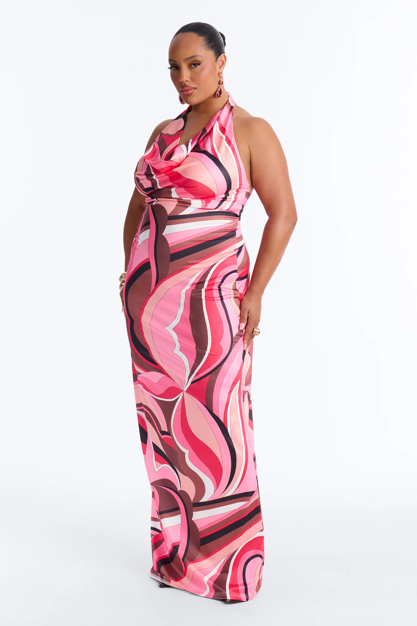 Emilia Backless Maxi Dress - Pink/combo - Image 5