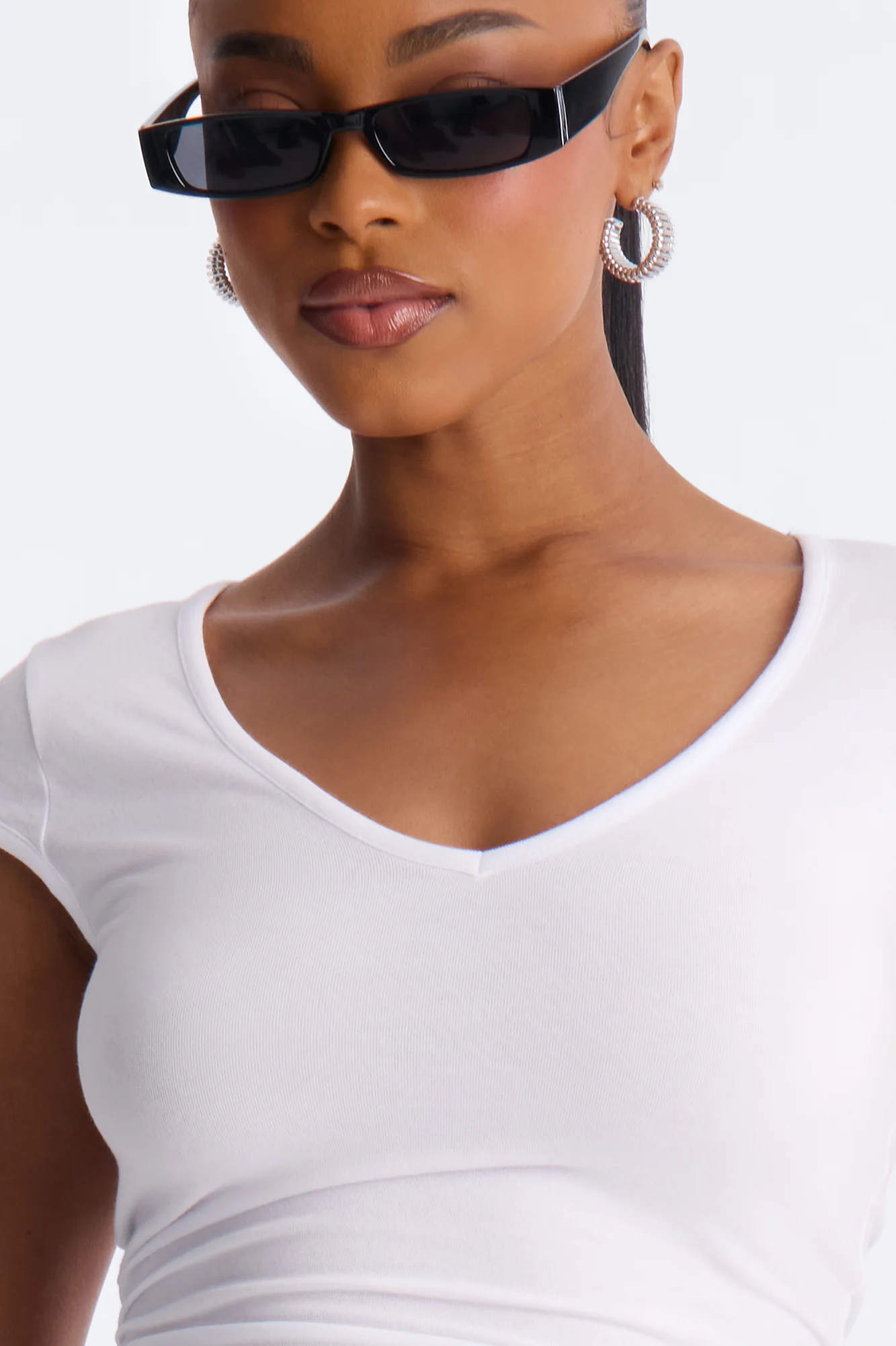 Emma Scoop Neck Short Sleeve Top - White - Image 3