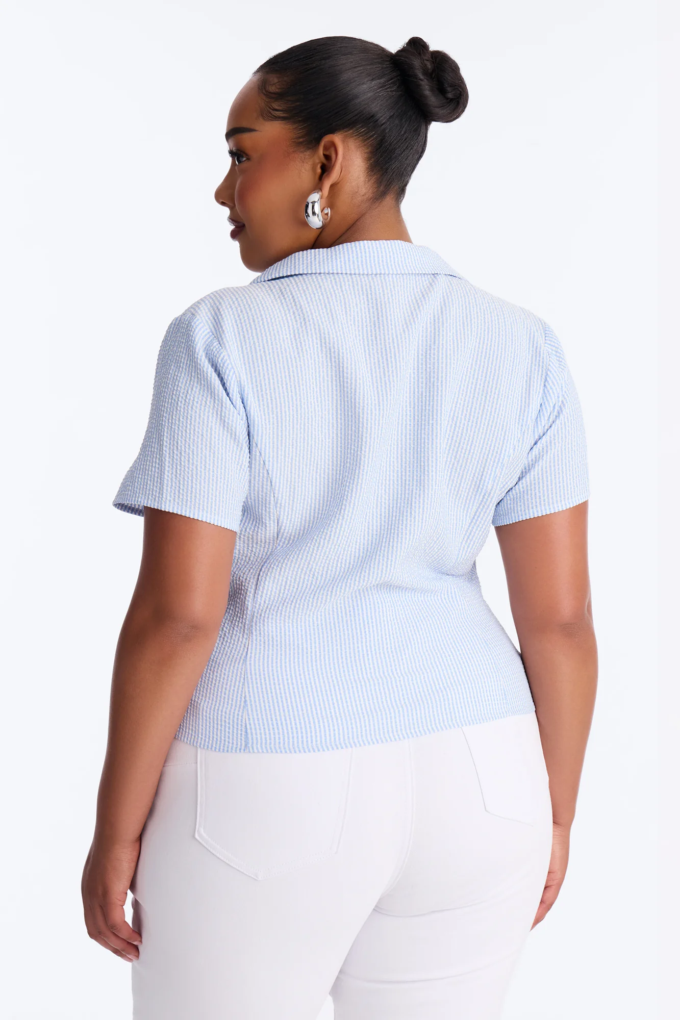 Emma Twist Front Striped Gauze Top - Blue/combo - Image 8