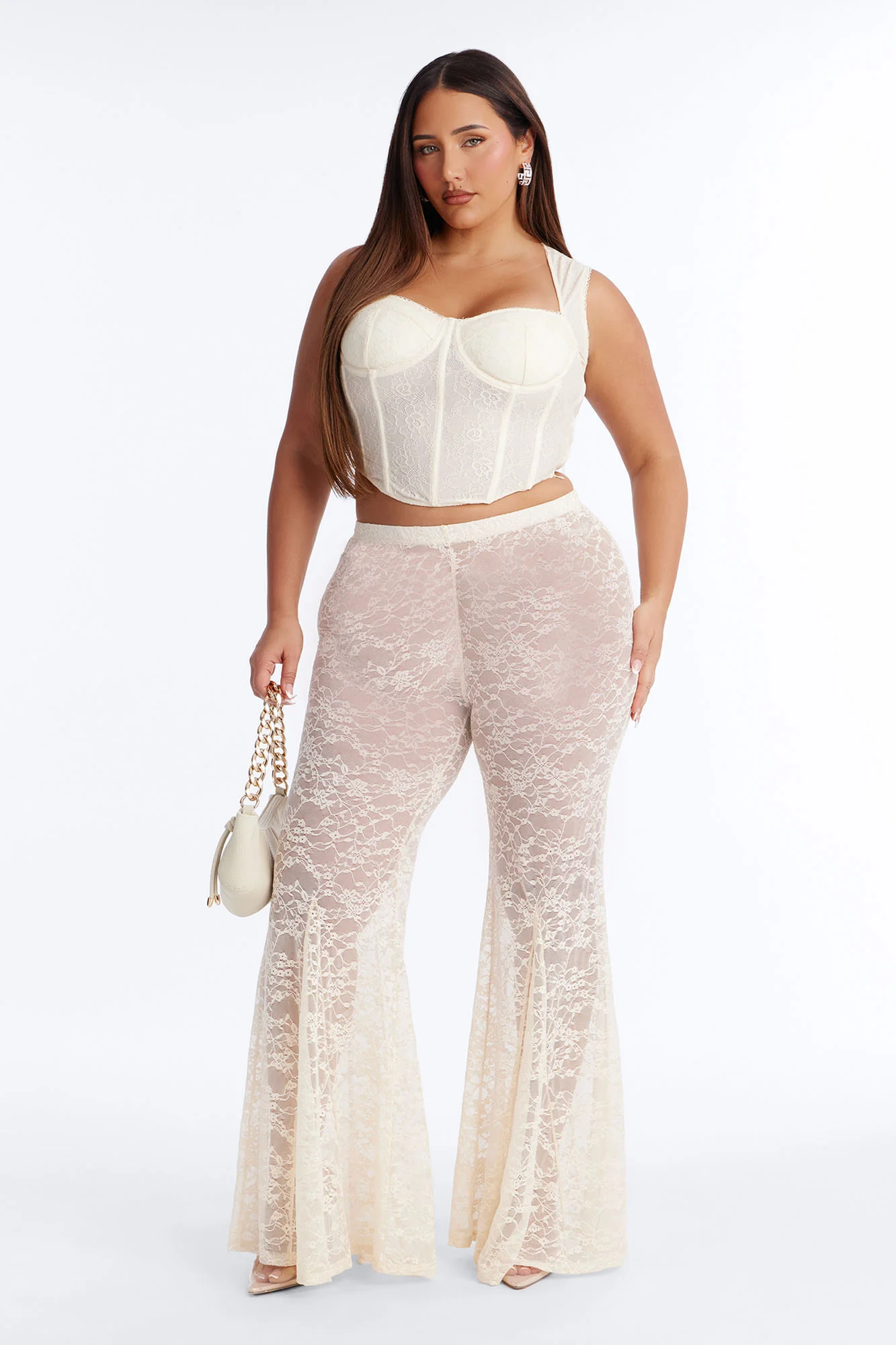 Emmalyn Lace Flare Pant - Cream - Image 6