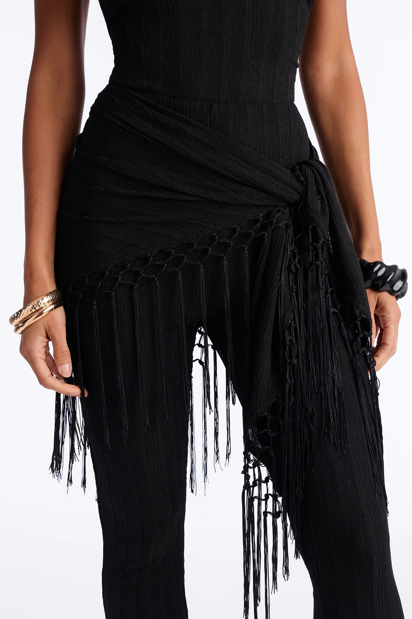 Emme Waist Tie Capri Catsuit - Black - Image 3