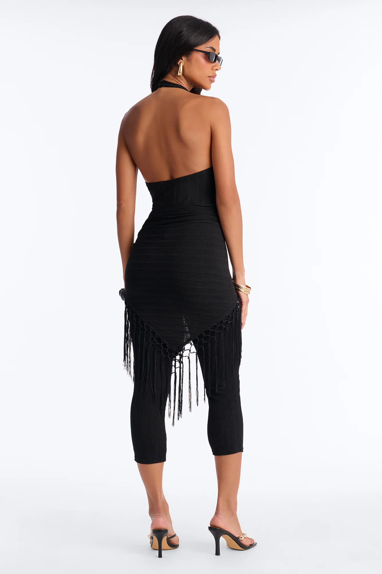 Emme Waist Tie Capri Catsuit - Black - Image 4