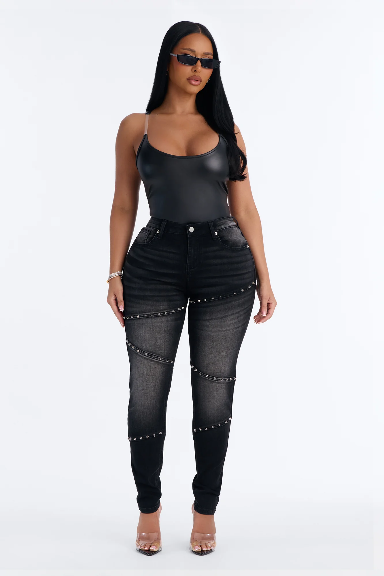 Encore Baby Studded Stretch Skinny Jeans - Black Wash