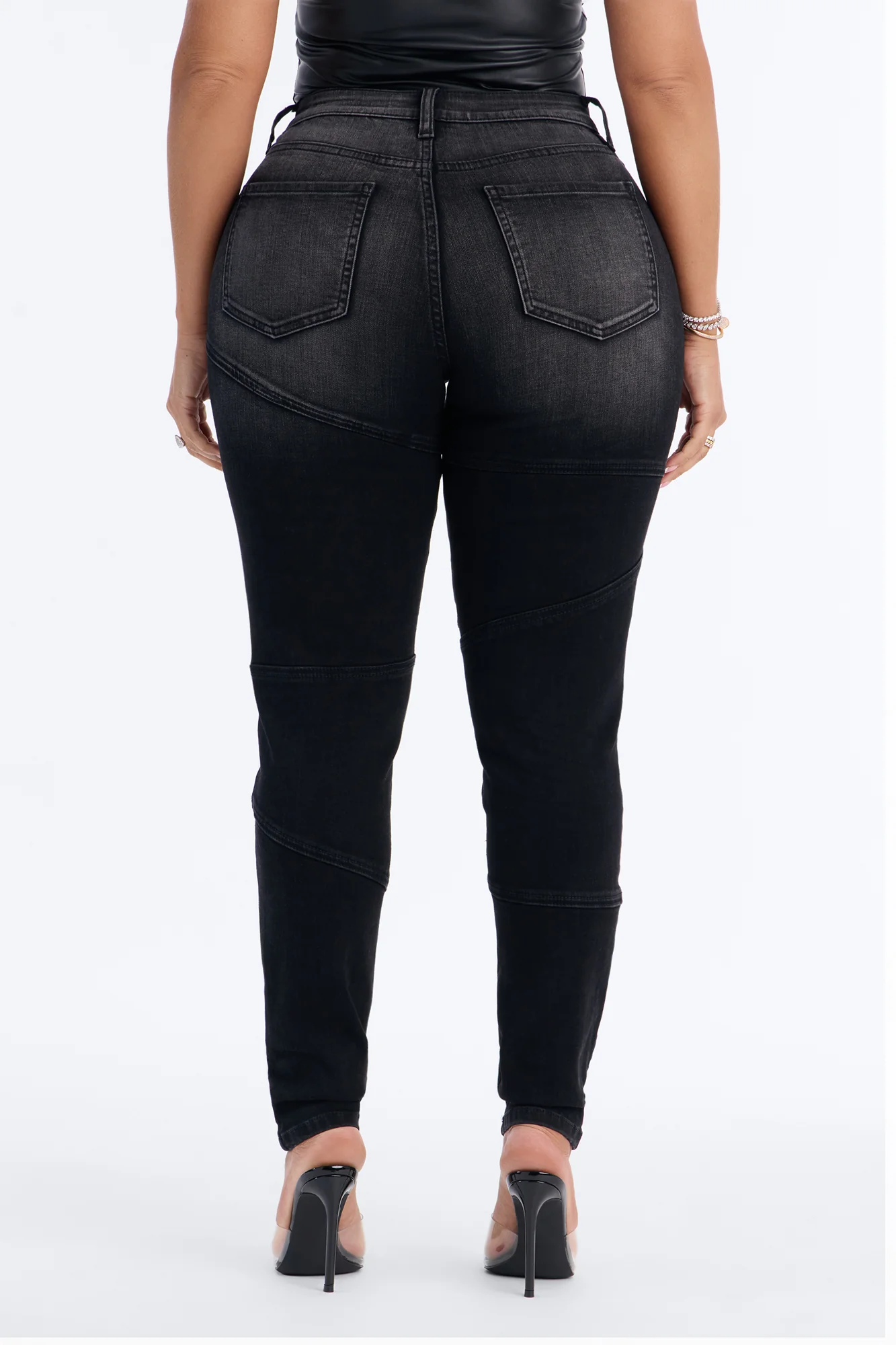 Encore Baby Studded Stretch Skinny Jeans - Black Wash - Image 4