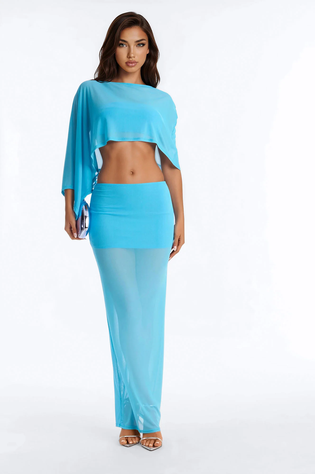Enjoy The View 3 Piece Mesh Skirt Set - Aqua
