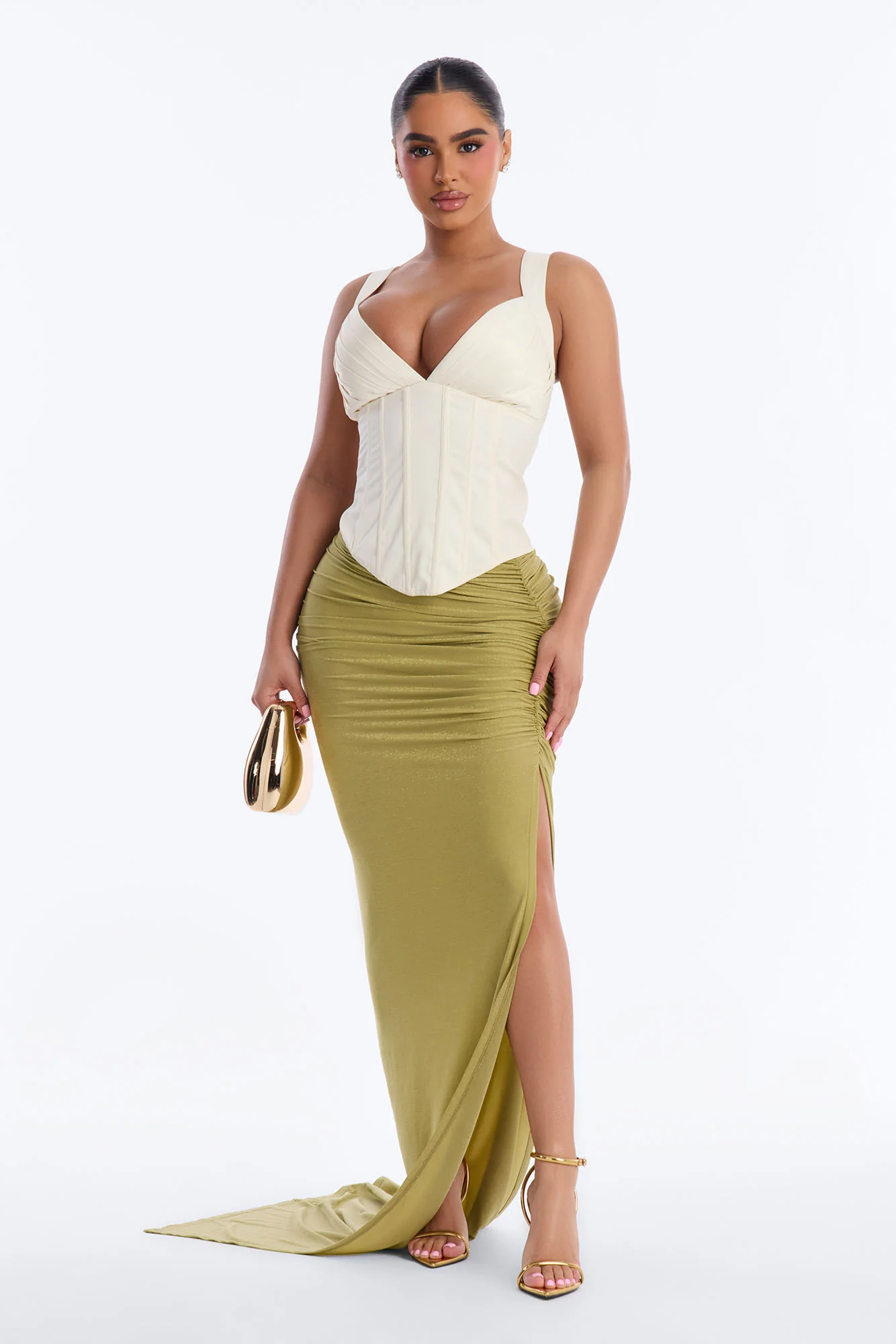 Envy Me Lace Up Satin Corset - Cream - Image 2