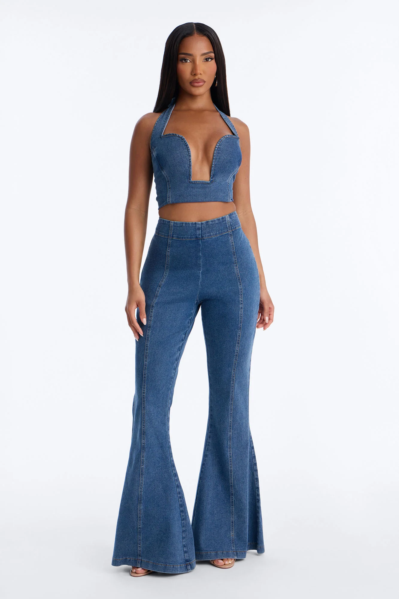 Erin Halter Denim Pant Set - Medium Wash
