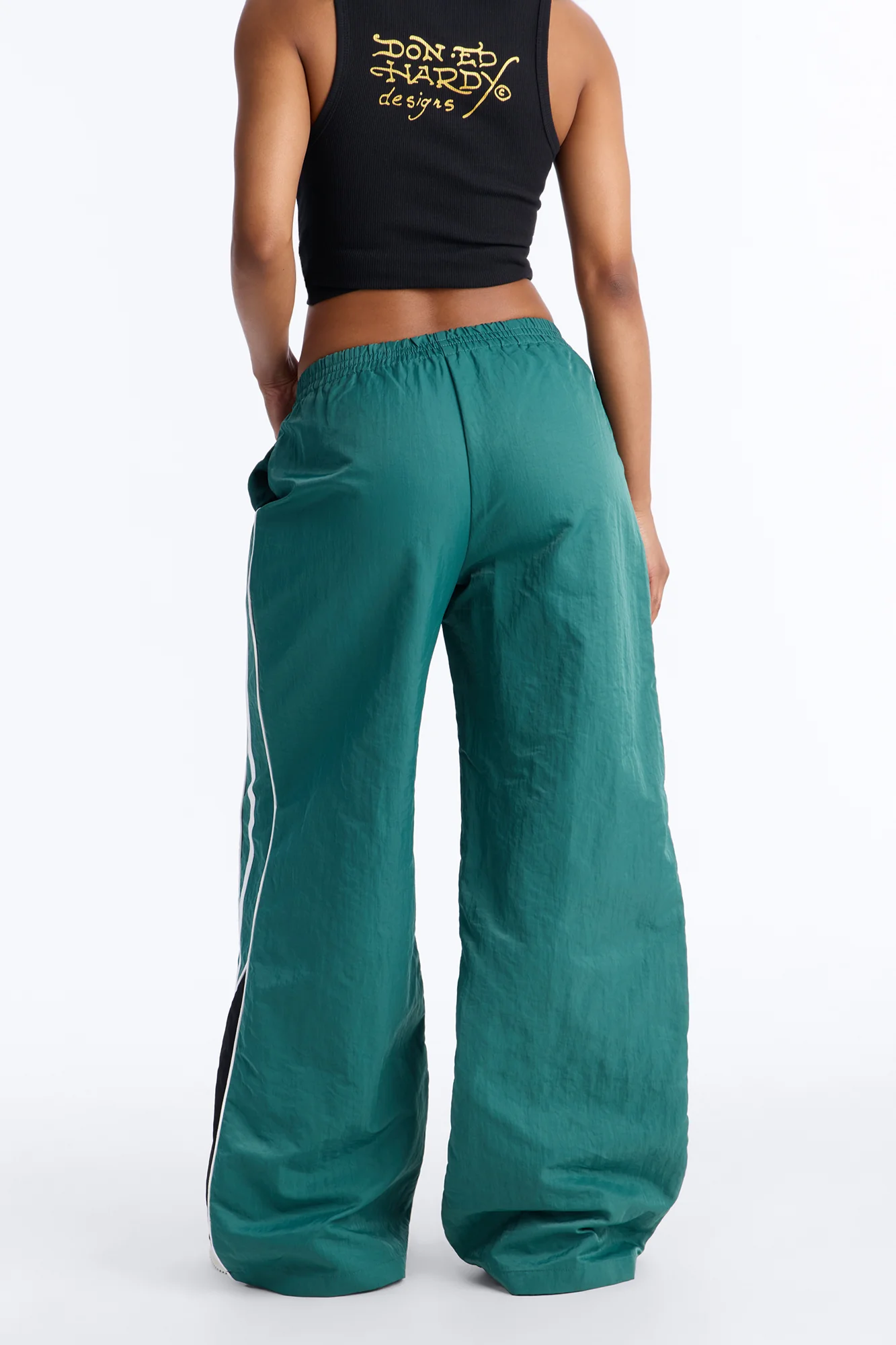 Erin Low Rise Colorblock Wide Leg Windbreaker Pant 33″ - Green/combo - Image 3