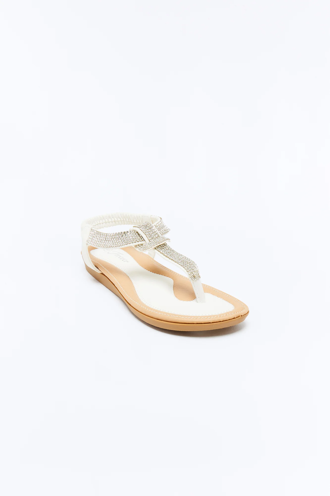 Erita Rhinestone Ankle Strap Sandals - White - Image 2