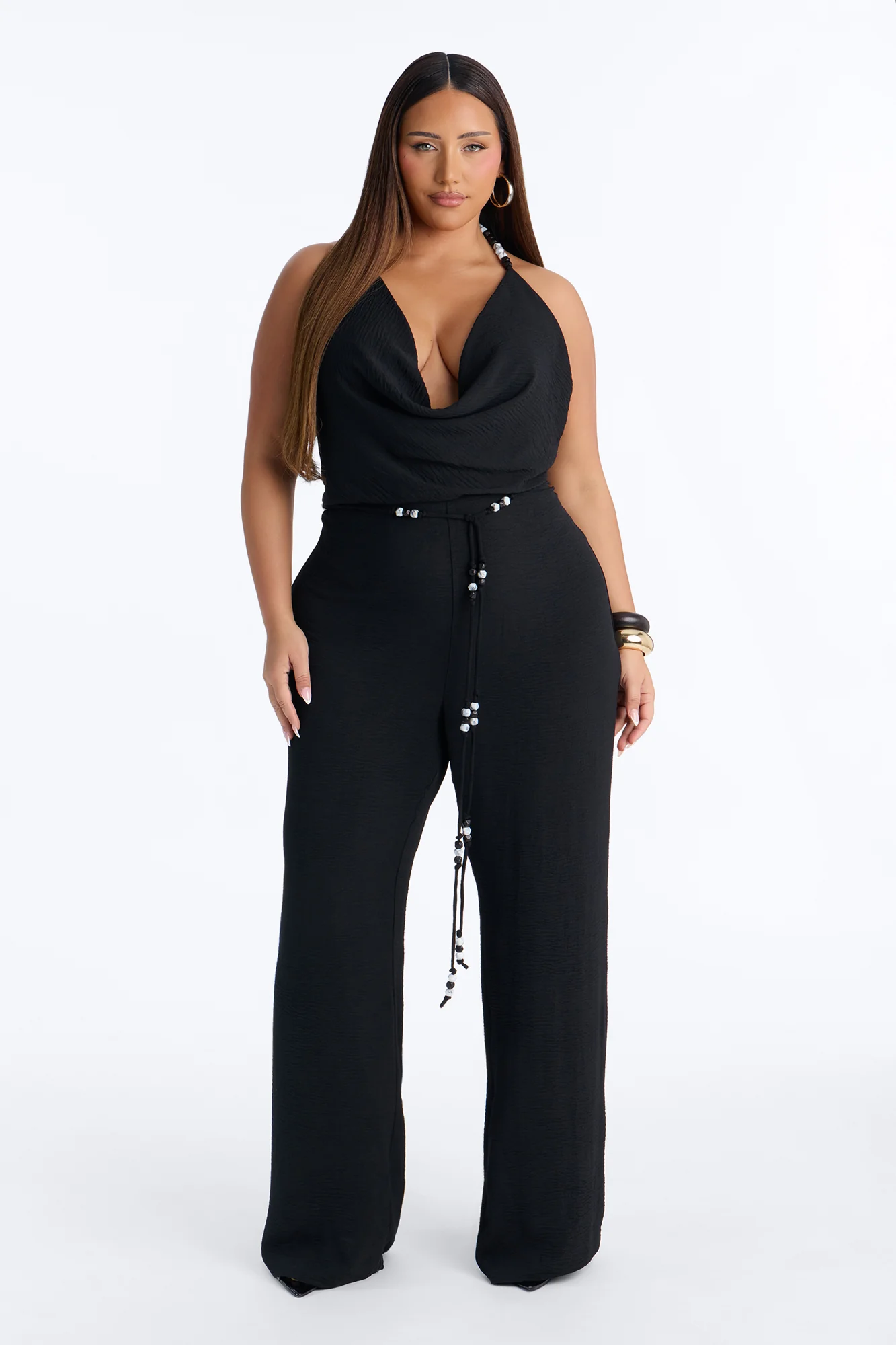 Esme Beaded Backless Jumpsuit - Black - Image 5