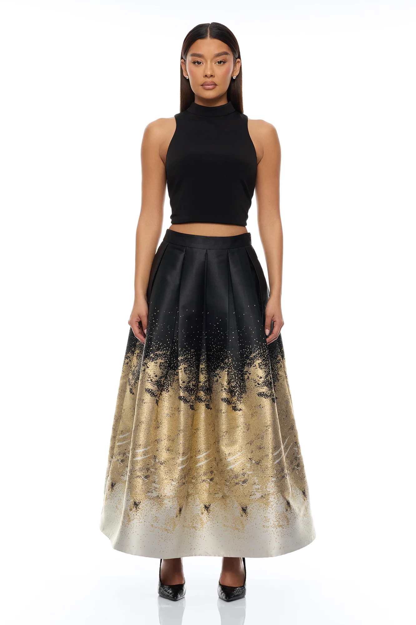 Esparza Metallic Skirt Set - Gold/combo