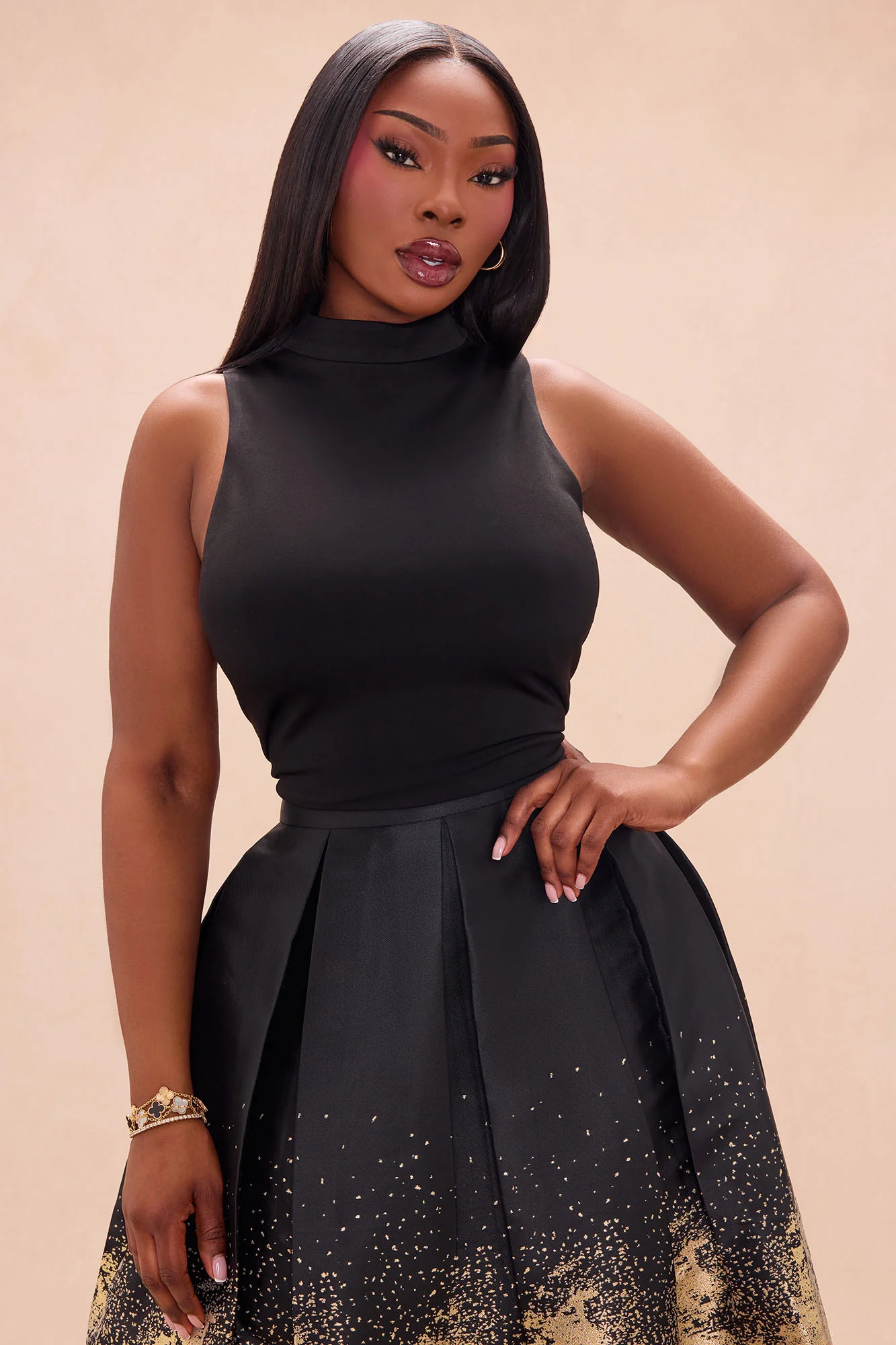Esparza Metallic Skirt Set - Gold/combo - Image 6