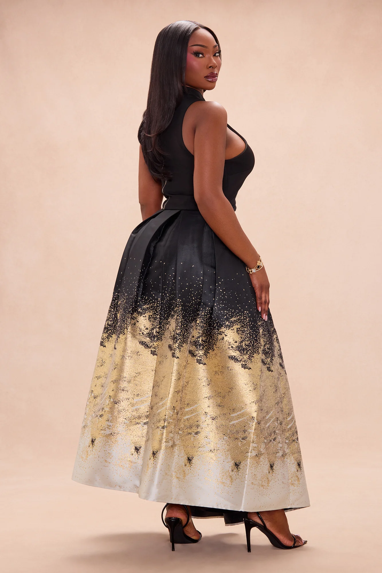 Esparza Metallic Skirt Set - Gold/combo - Image 8