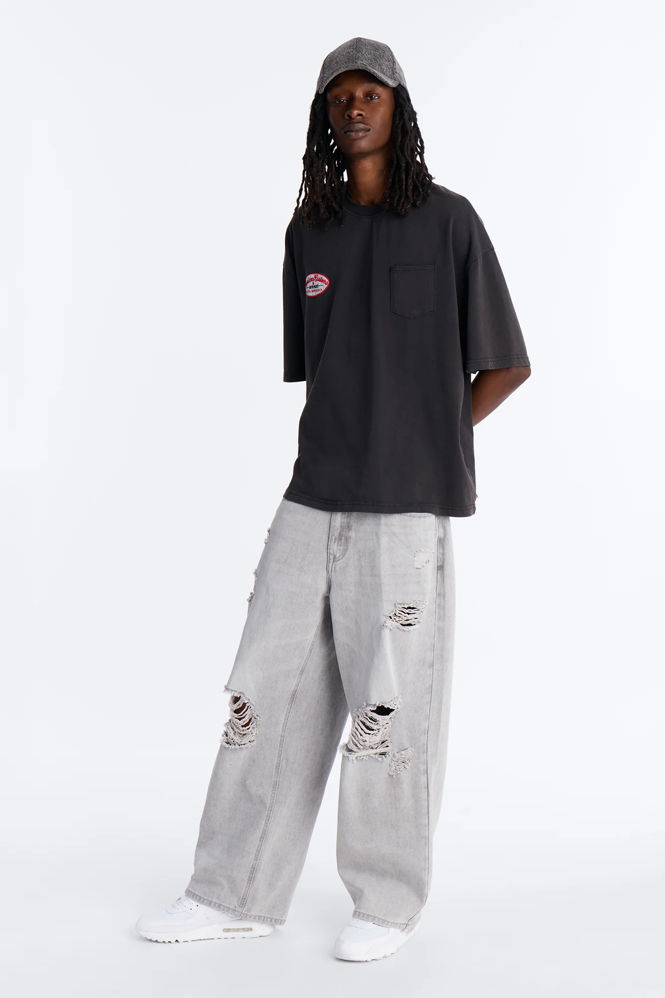 Essential Destroyed Baggy Rigid Jean - Grey - Image 2