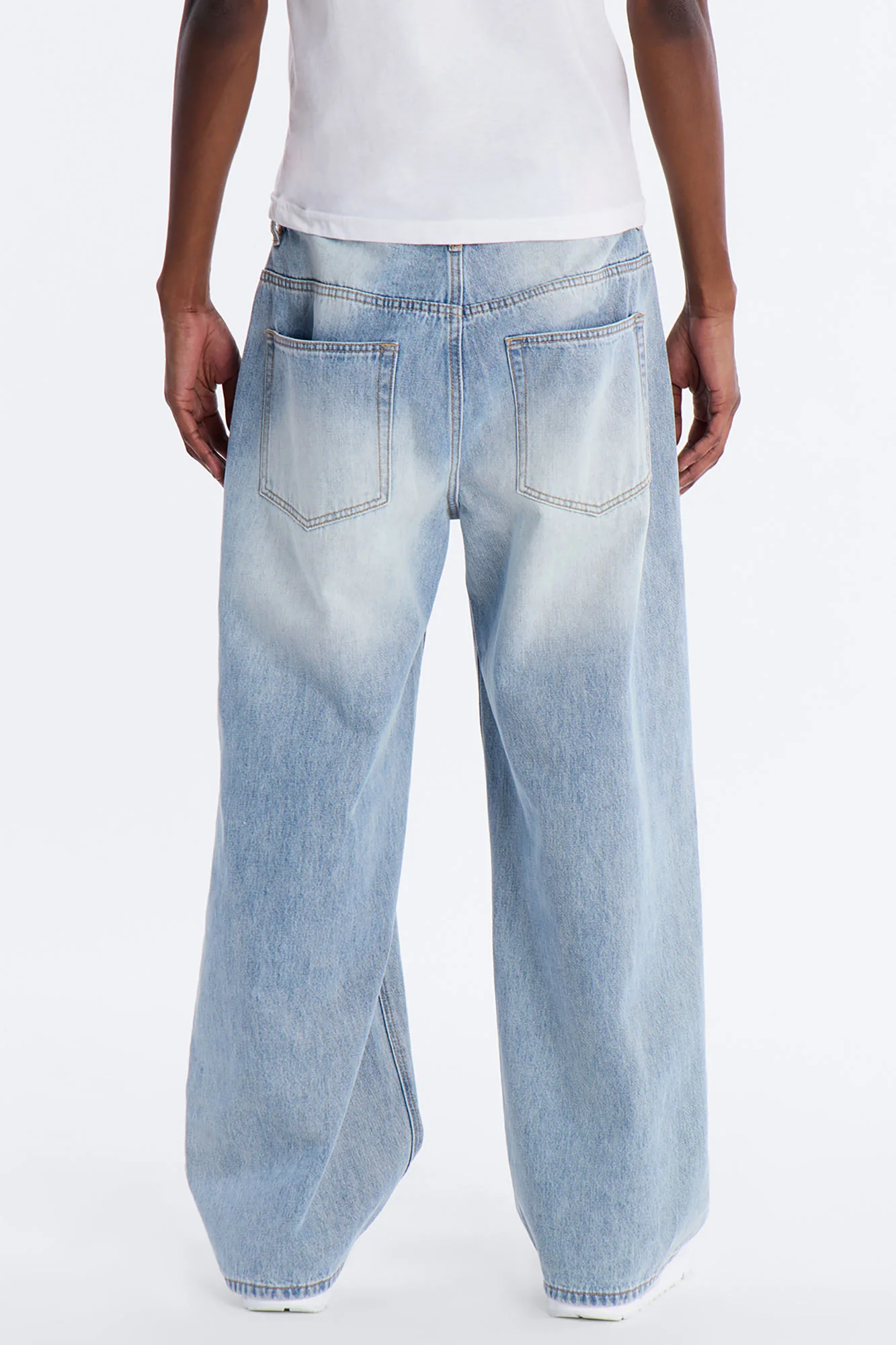 Essential Destroyed Baggy Rigid Jean - Light Blue Wash - Image 3