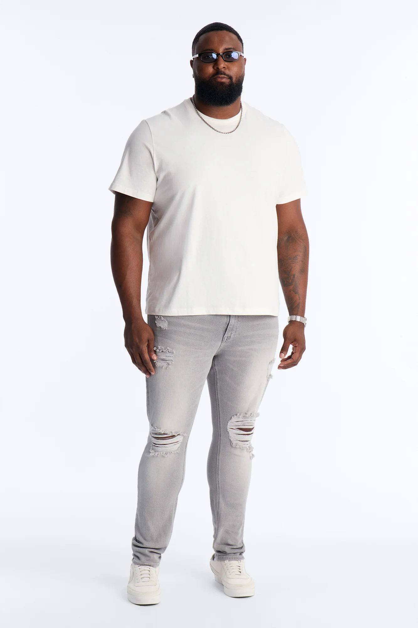 Essential Destroyed Skinny Stretch Jean - Grey - Image 6