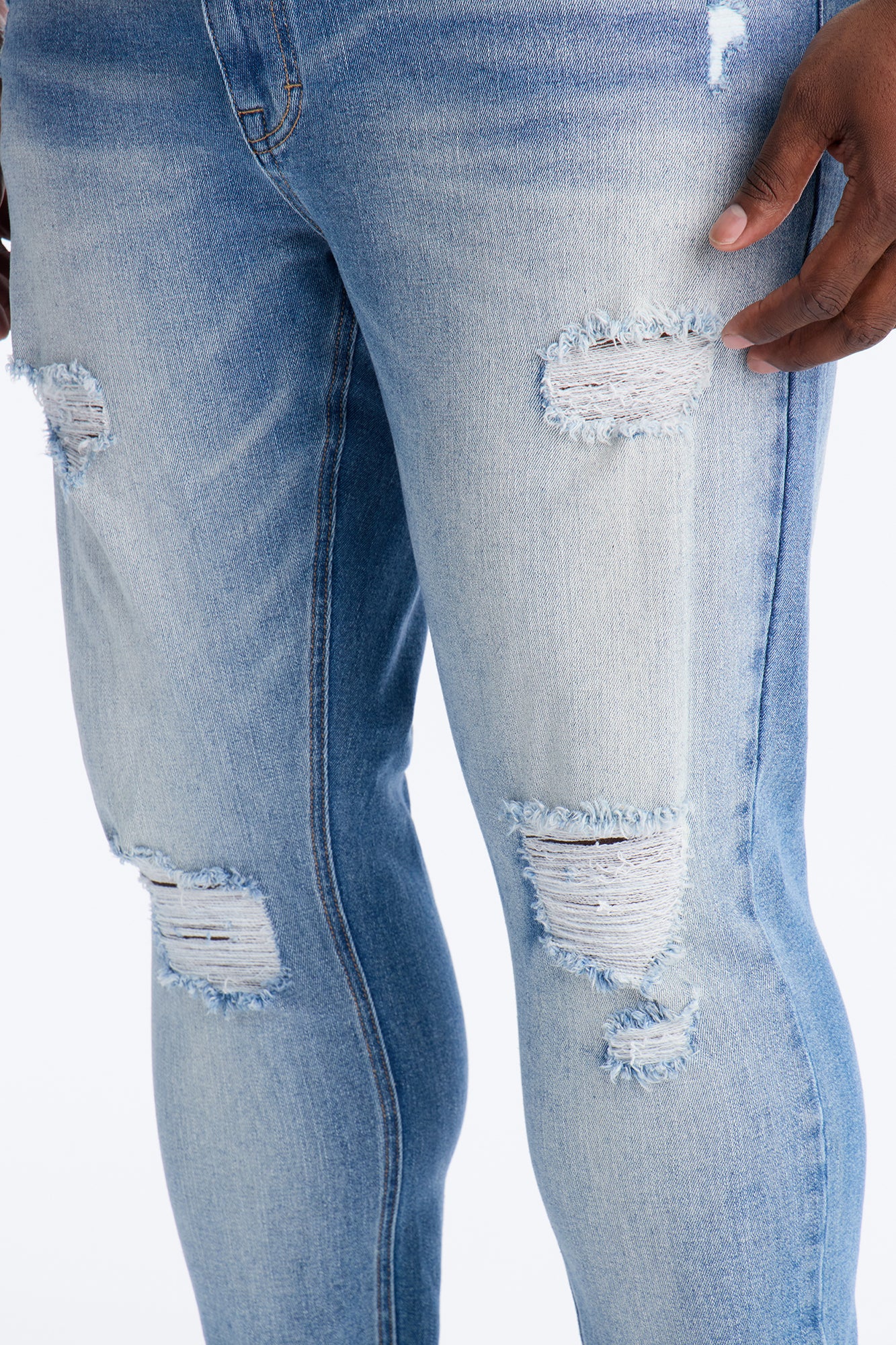 Essential Destroyed Skinny Stretch Jean - Medium Blue Wash - Image 8