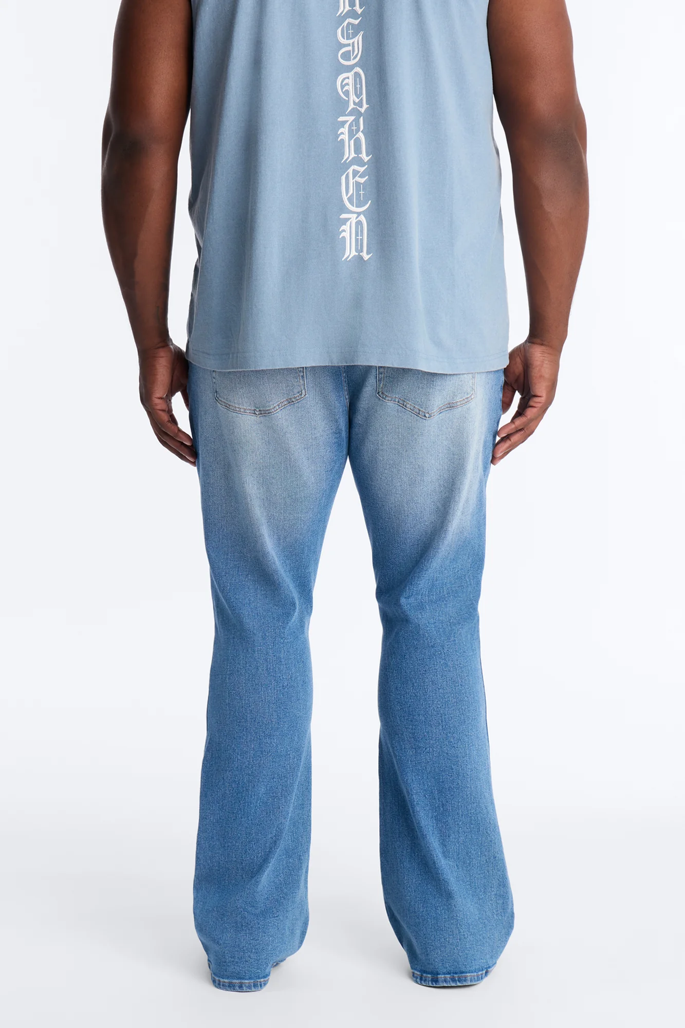 Essential Destroyed Stacked Skinny Flare Stretch Jean - Medium Blue Wash - Image 10