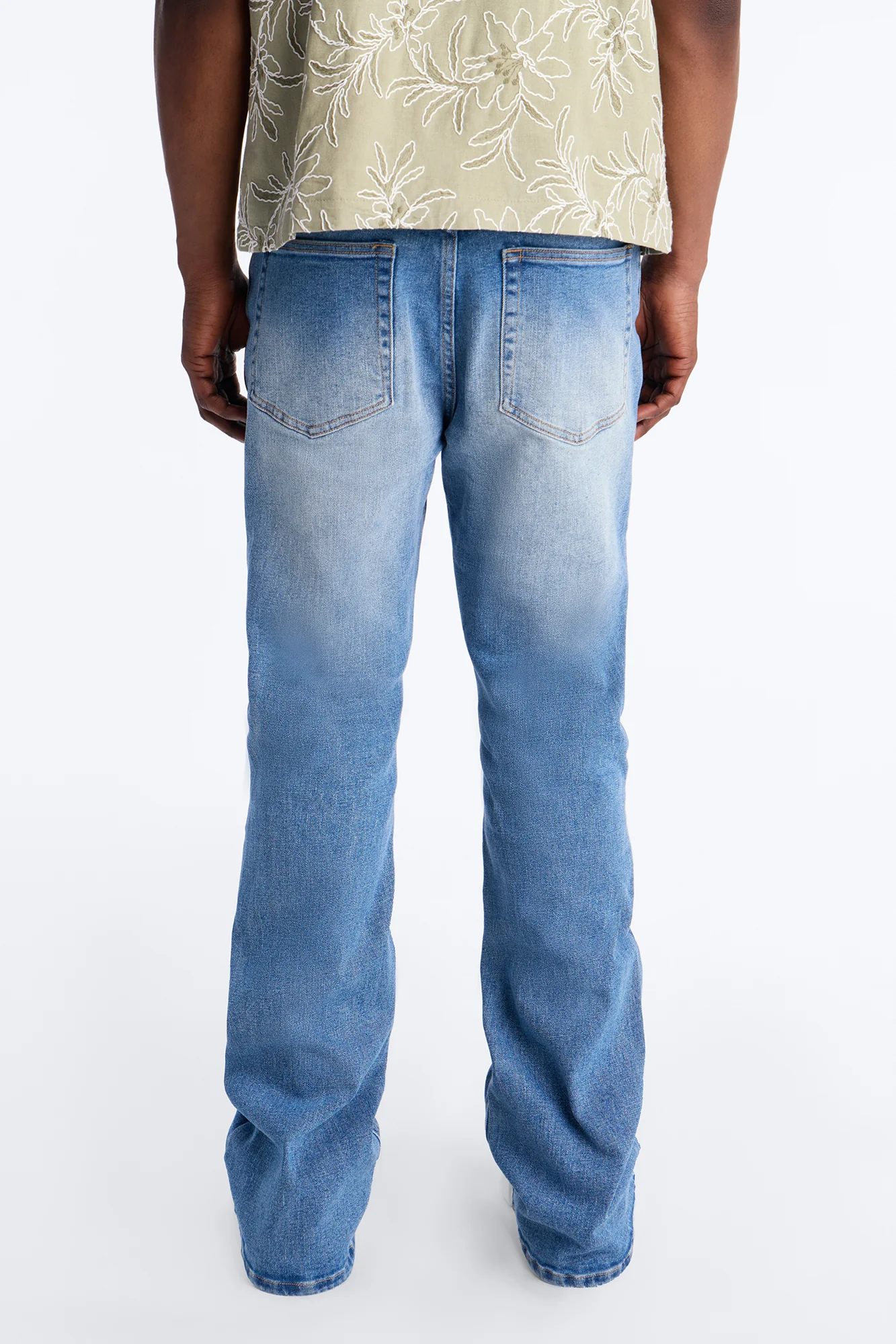 Essential Destroyed Stacked Skinny Flare Stretch Jean - Medium Blue Wash - Image 5