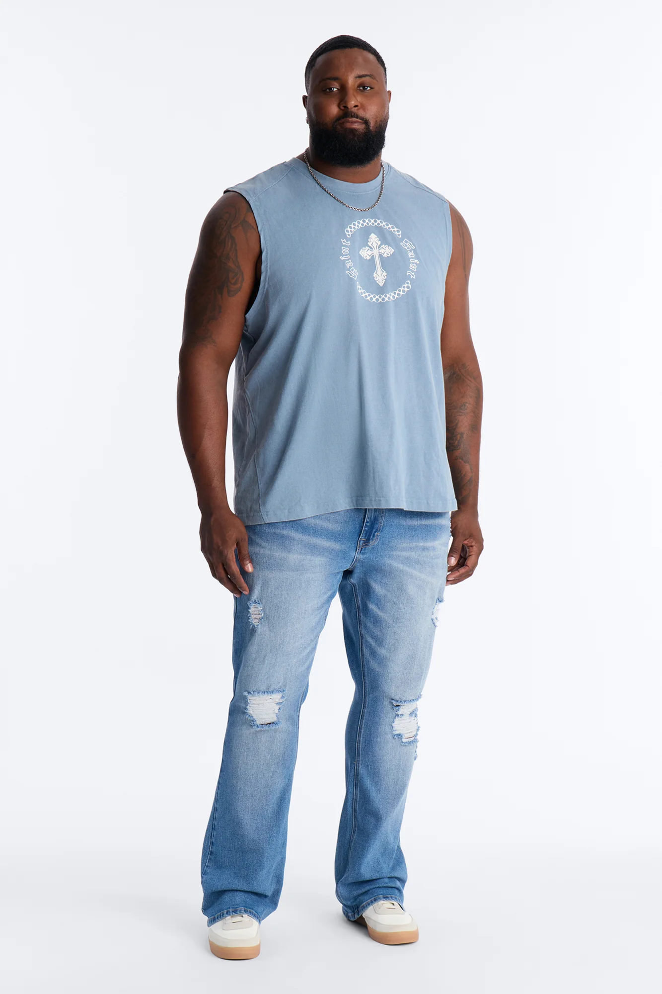 Essential Destroyed Stacked Skinny Flare Stretch Jean - Medium Blue Wash - Image 7