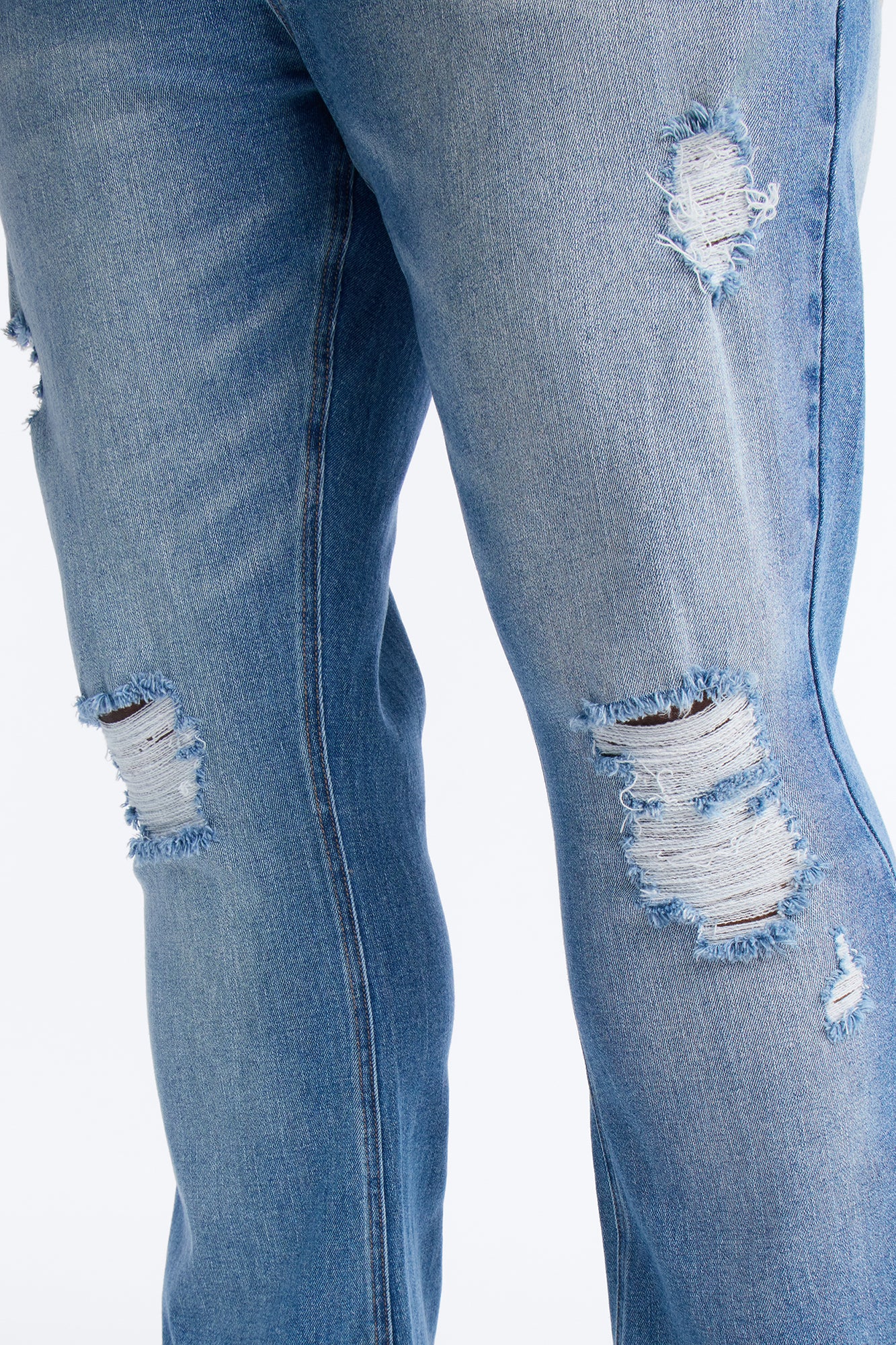 Essential Destroyed Stacked Skinny Flare Stretch Jean - Medium Blue Wash - Image 9