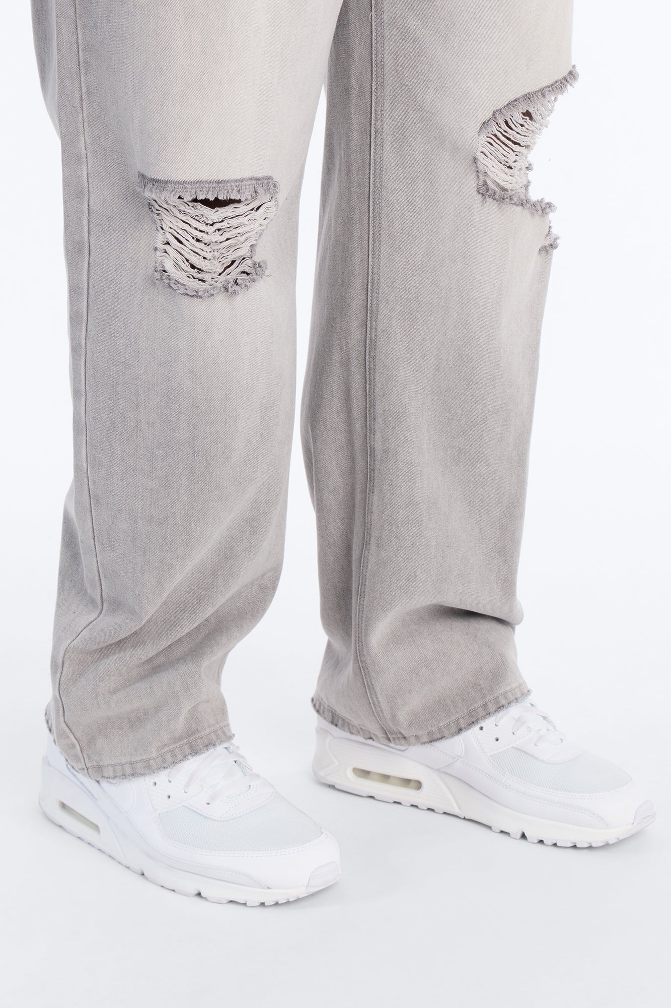 Essential Destroyed Straight Rigid Jean - Grey - Image 9