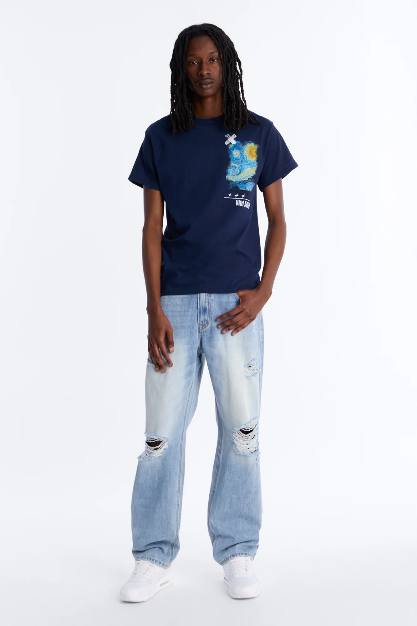 Essential Destroyed Straight Rigid Jean - Light Blue Wash - Image 2