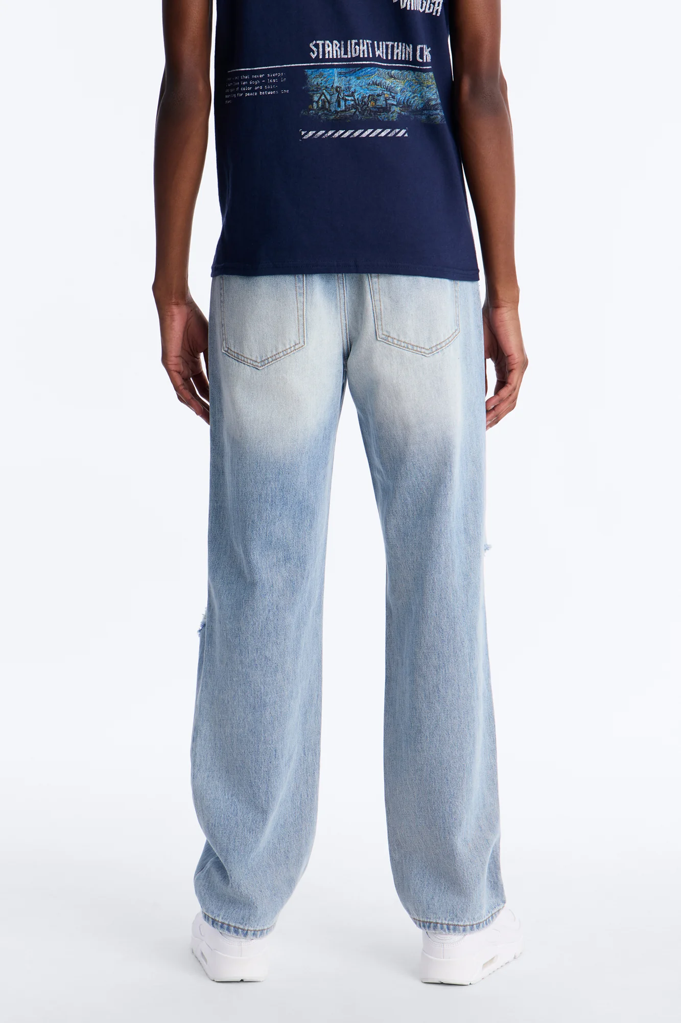 Essential Destroyed Straight Rigid Jean - Light Blue Wash - Image 4