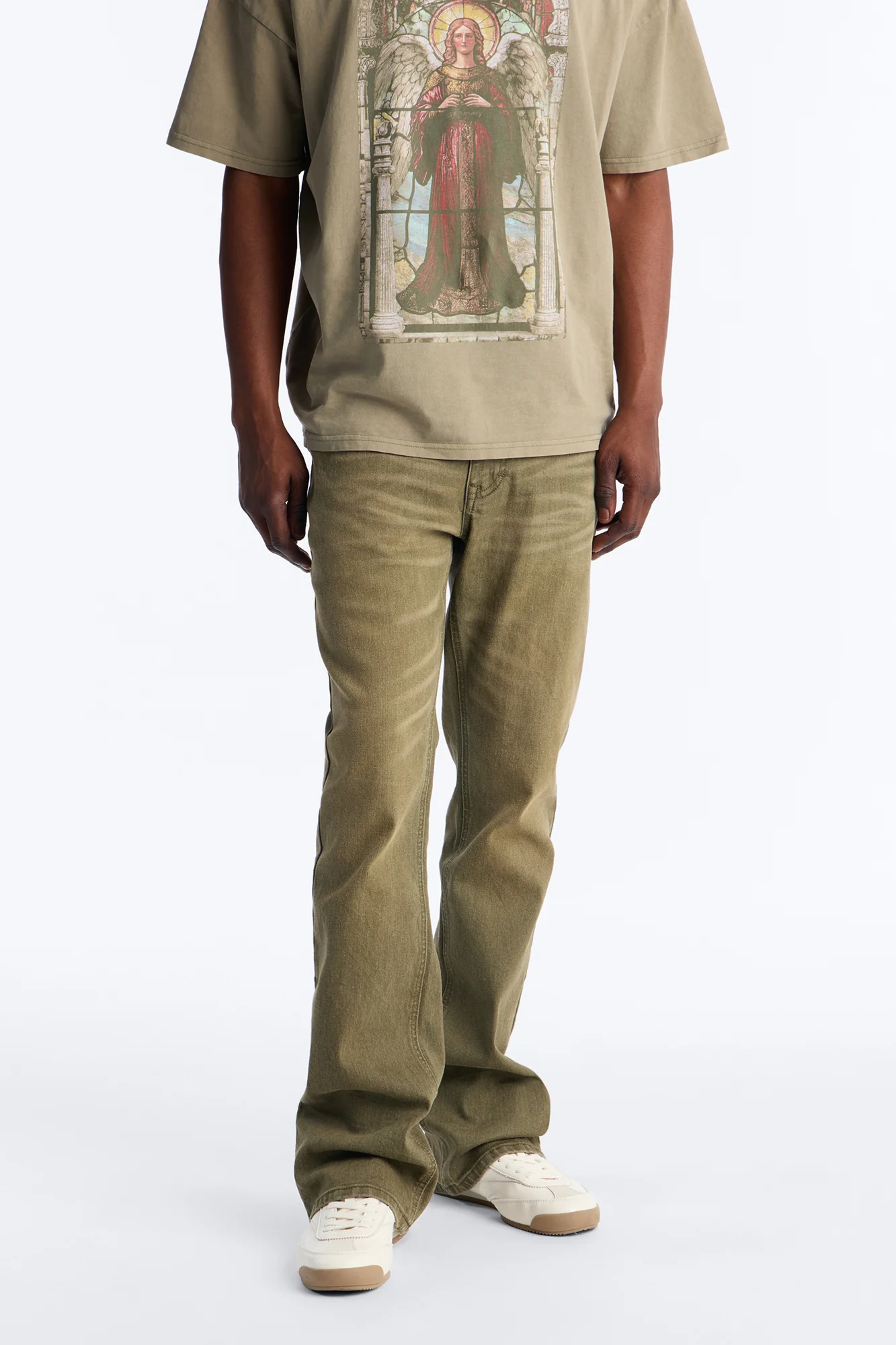 Essential Hue Stacked Skinny Flare Stretch Jean - Olive