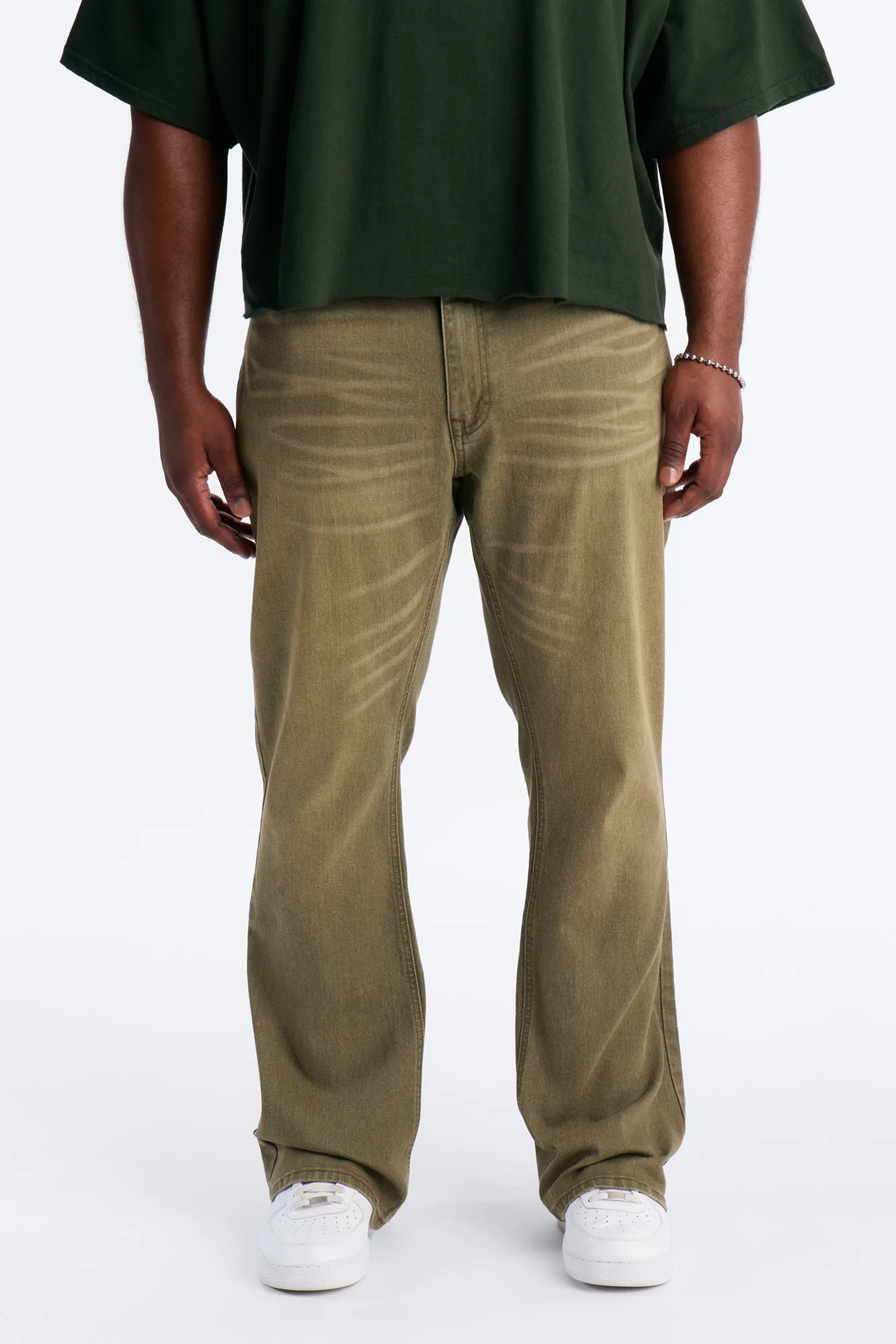 Essential Hue Stacked Skinny Flare Stretch Jean - Olive - Image 5