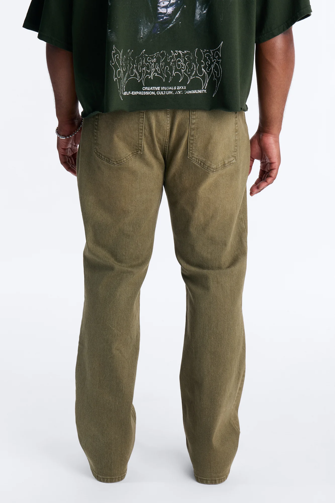 Essential Hue Stacked Skinny Flare Stretch Jean - Olive - Image 9