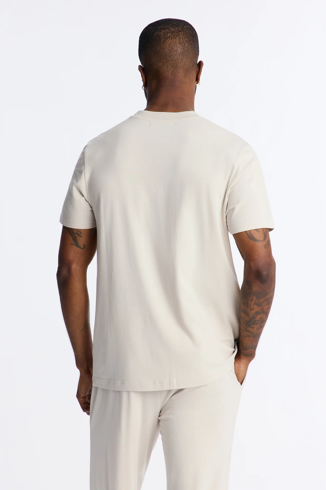 Essential Modal Lounge Short Sleeve Tee - Stone - Image 3